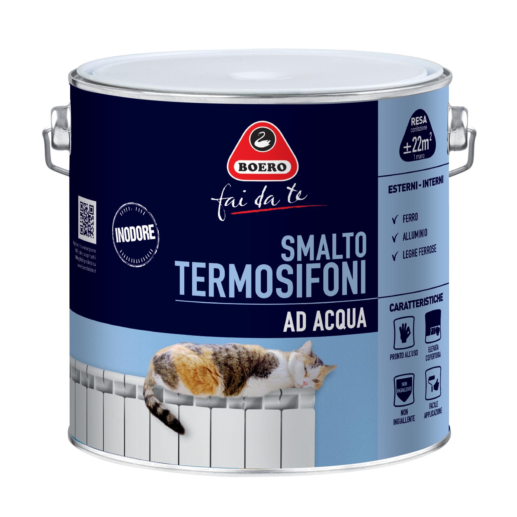 Smalto da interno per radiatore, BOERO FAI DA TE bianco satinato, 2 L - 3