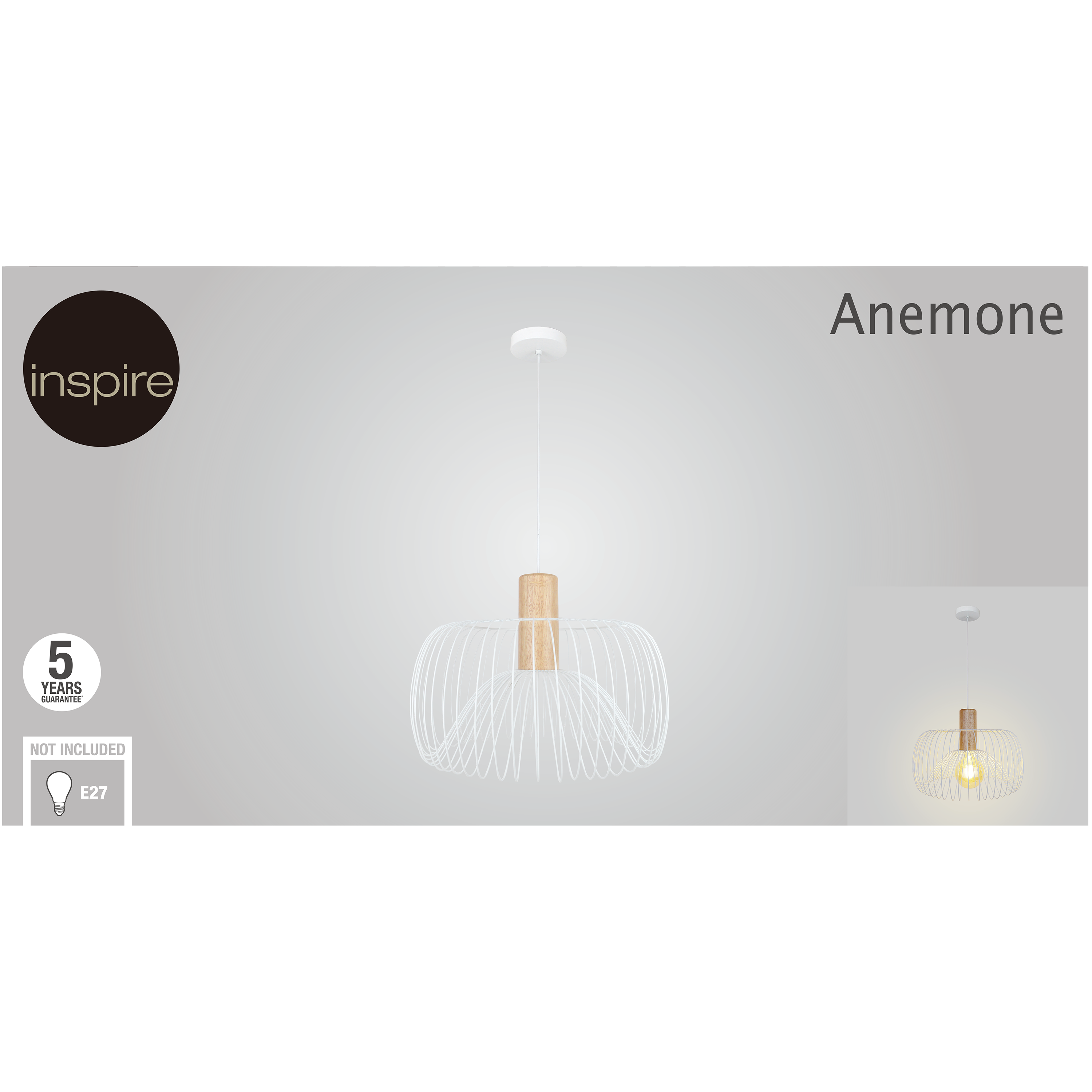 Lampa wisząca Anemone biała E27 Inspire - 21