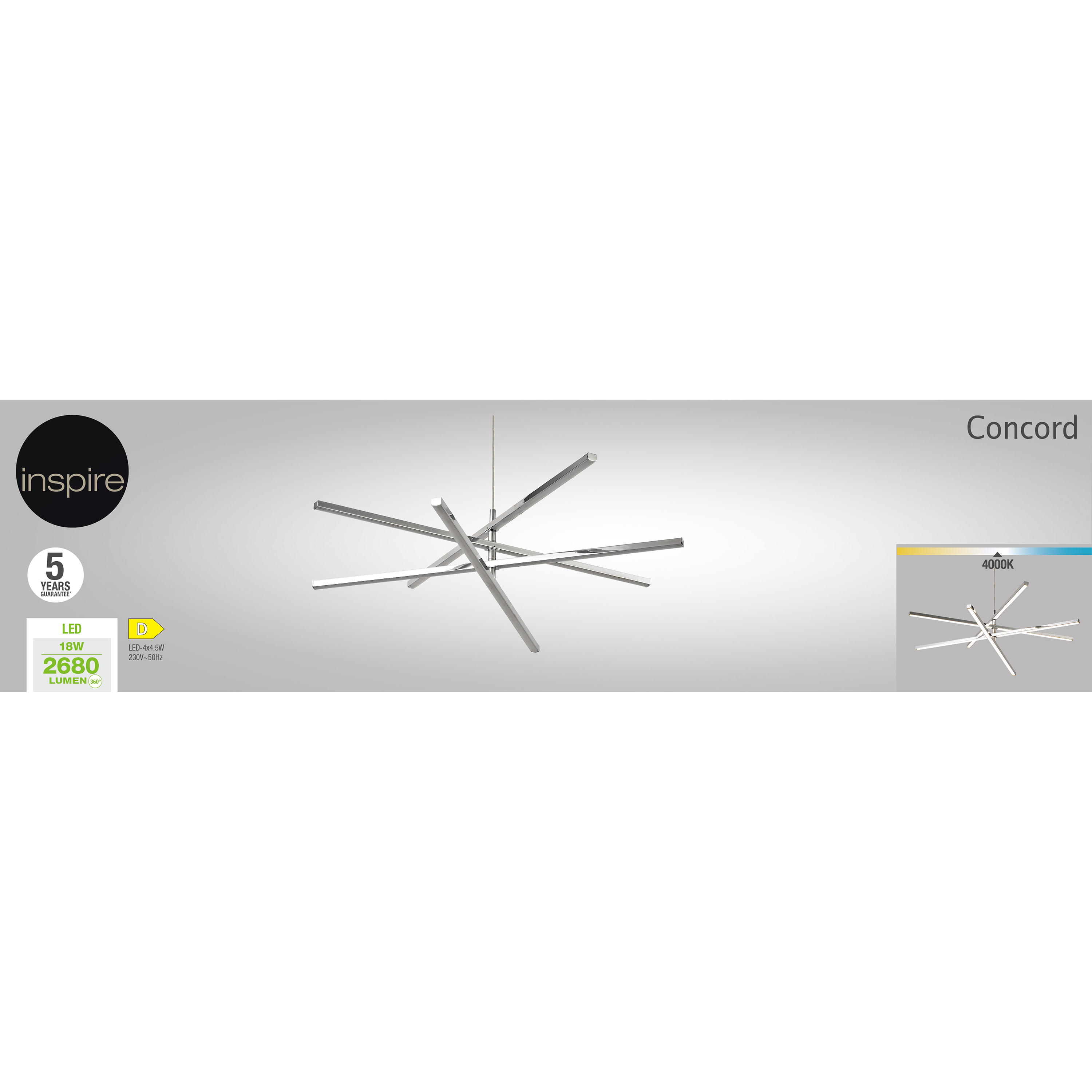 Lampa wisząca Concord chrom 4 x LED Inspire - 7