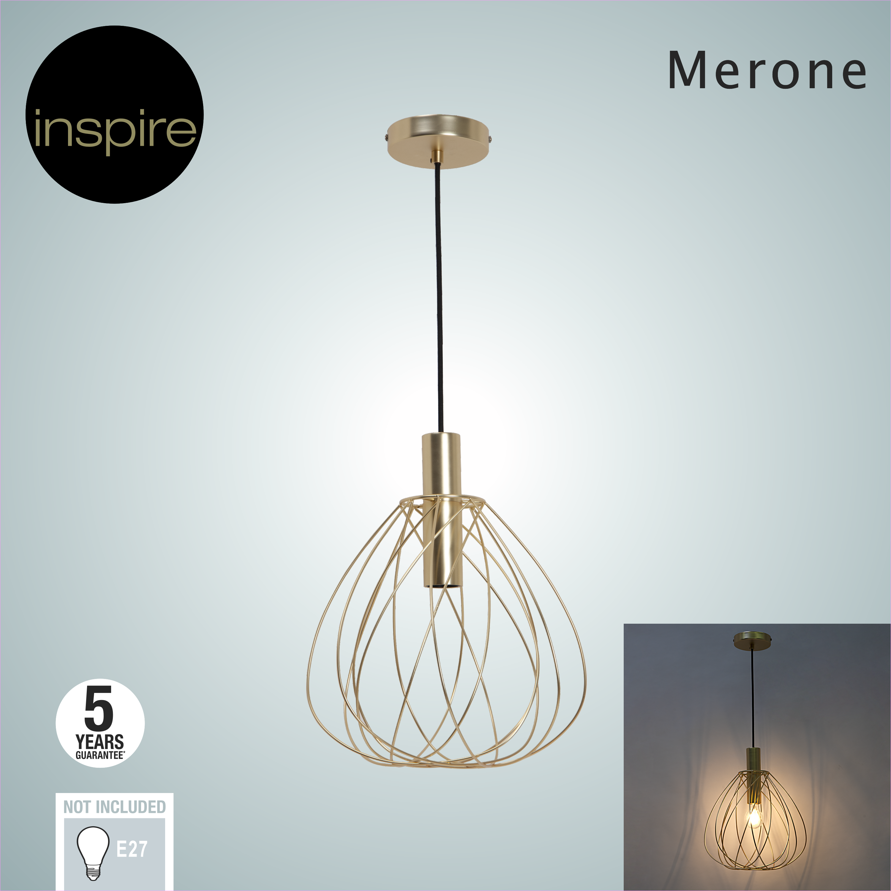 Lampa wisząca Merone mosiądz E27 Inspire - 26