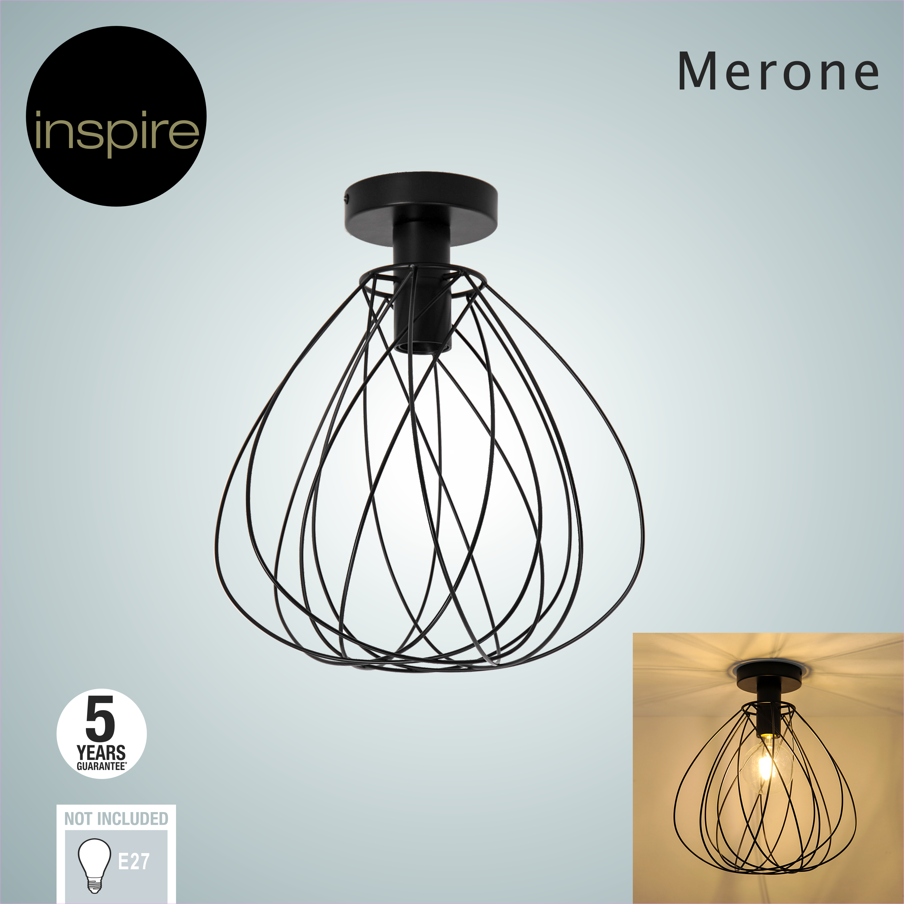 Lampa sufitowa Merone czarna E27 Inspire - 12