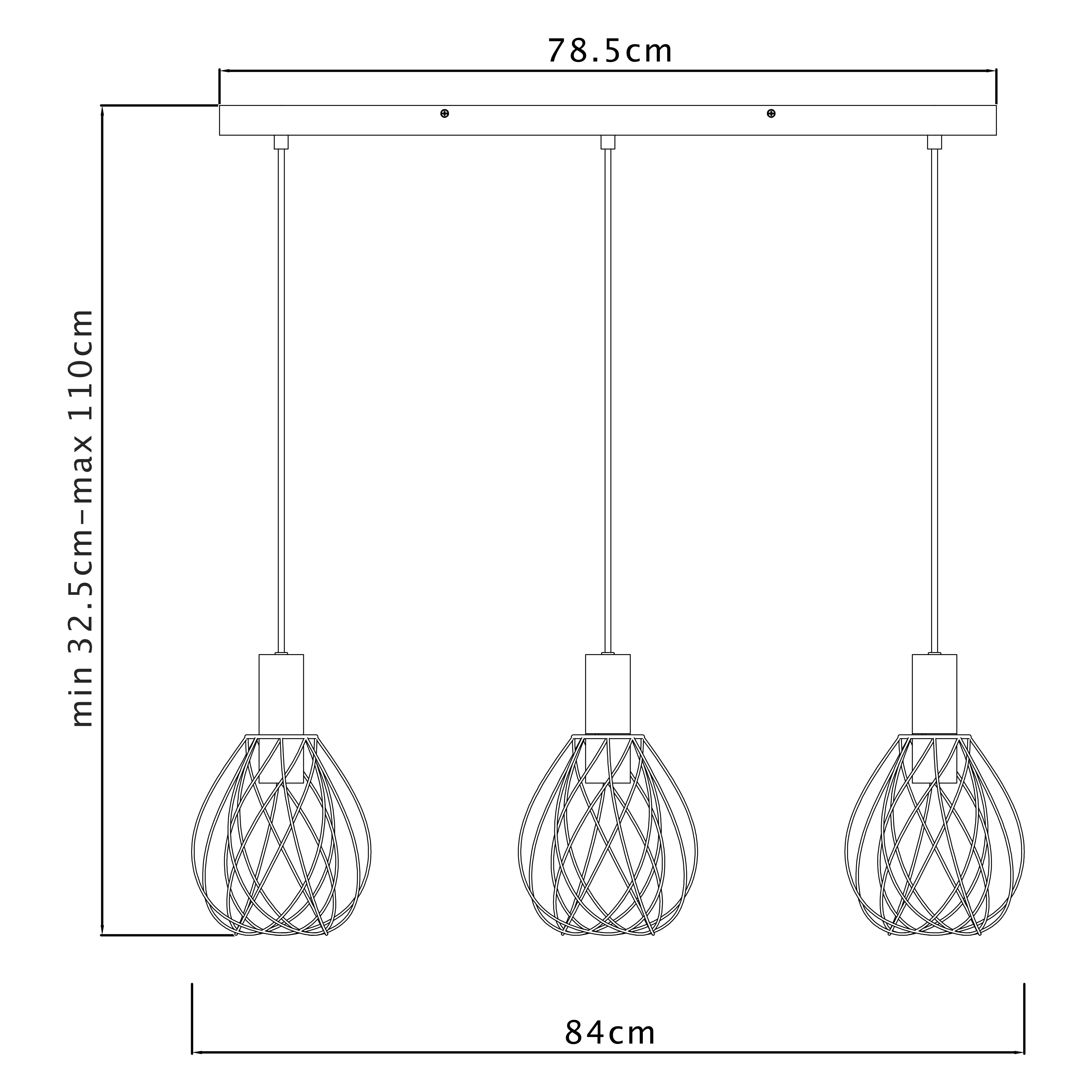 Lampa wisząca Merone czarna E27 Inspire - 19