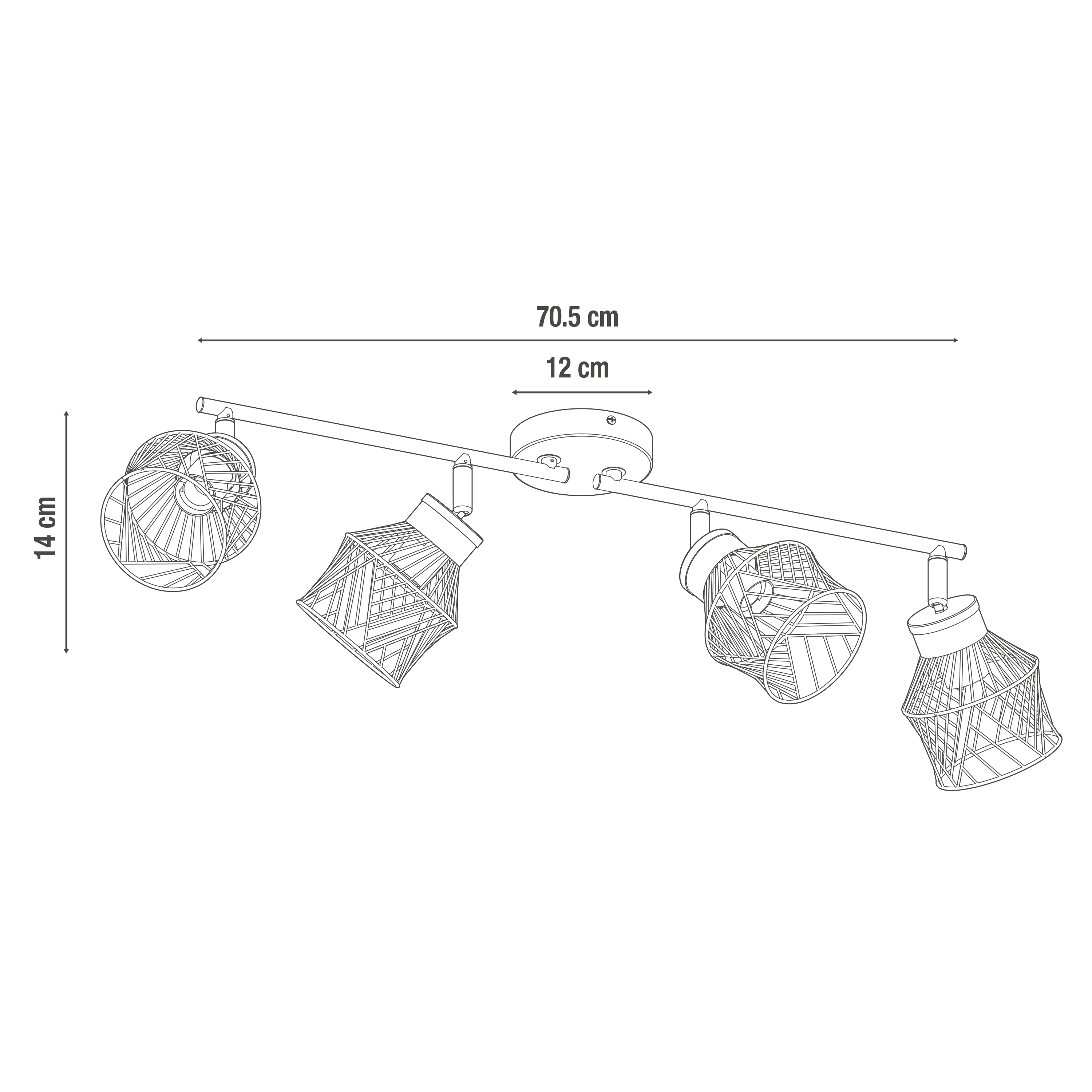 Rampe 4 spots Kanel, métal blanc, E27, INSPIRE - 8
