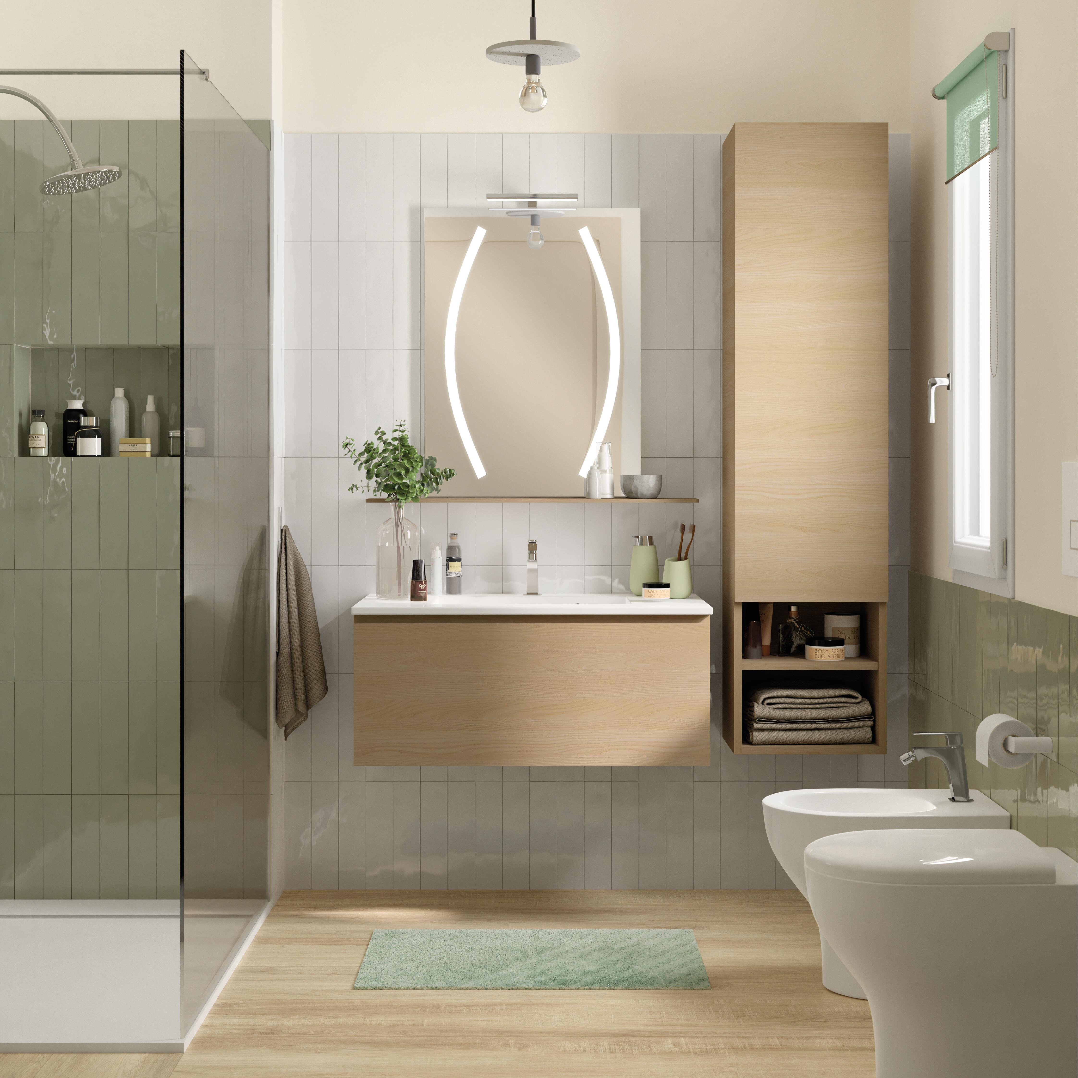 Colonna per mobile bagno Natural SENSEA 1 cassetto 1 anta P 32 x L 40 x H 165 cm marrone laccato legno - 4