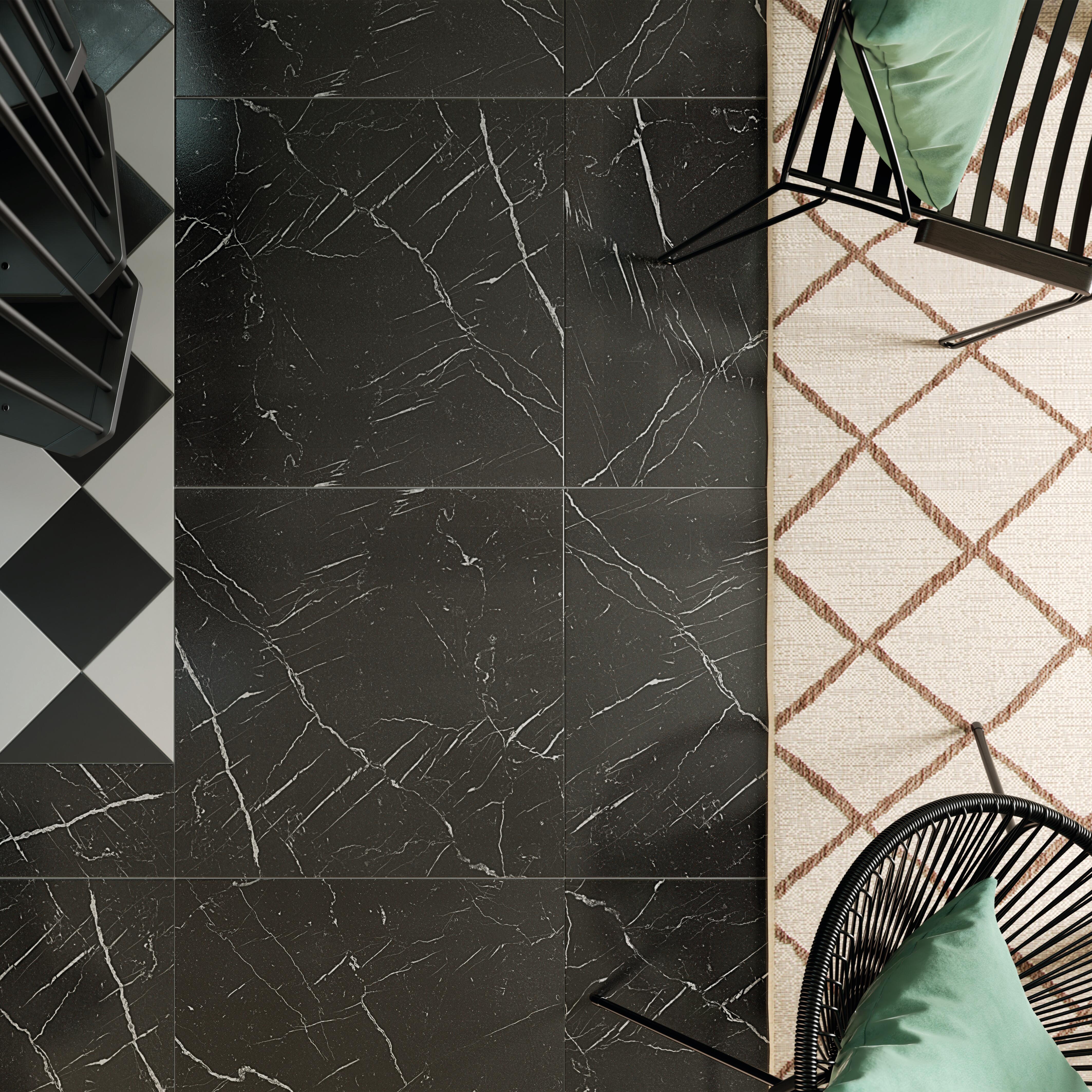 Piastrella da pavimento e rivestimento interno ed esterno in gres porcellanato 20 x 20 cm non rettificato smaltato nero opaco Palette Slate traffico medio (pei 2/5) Sp. 8.2 mm 1.42 mq - 2