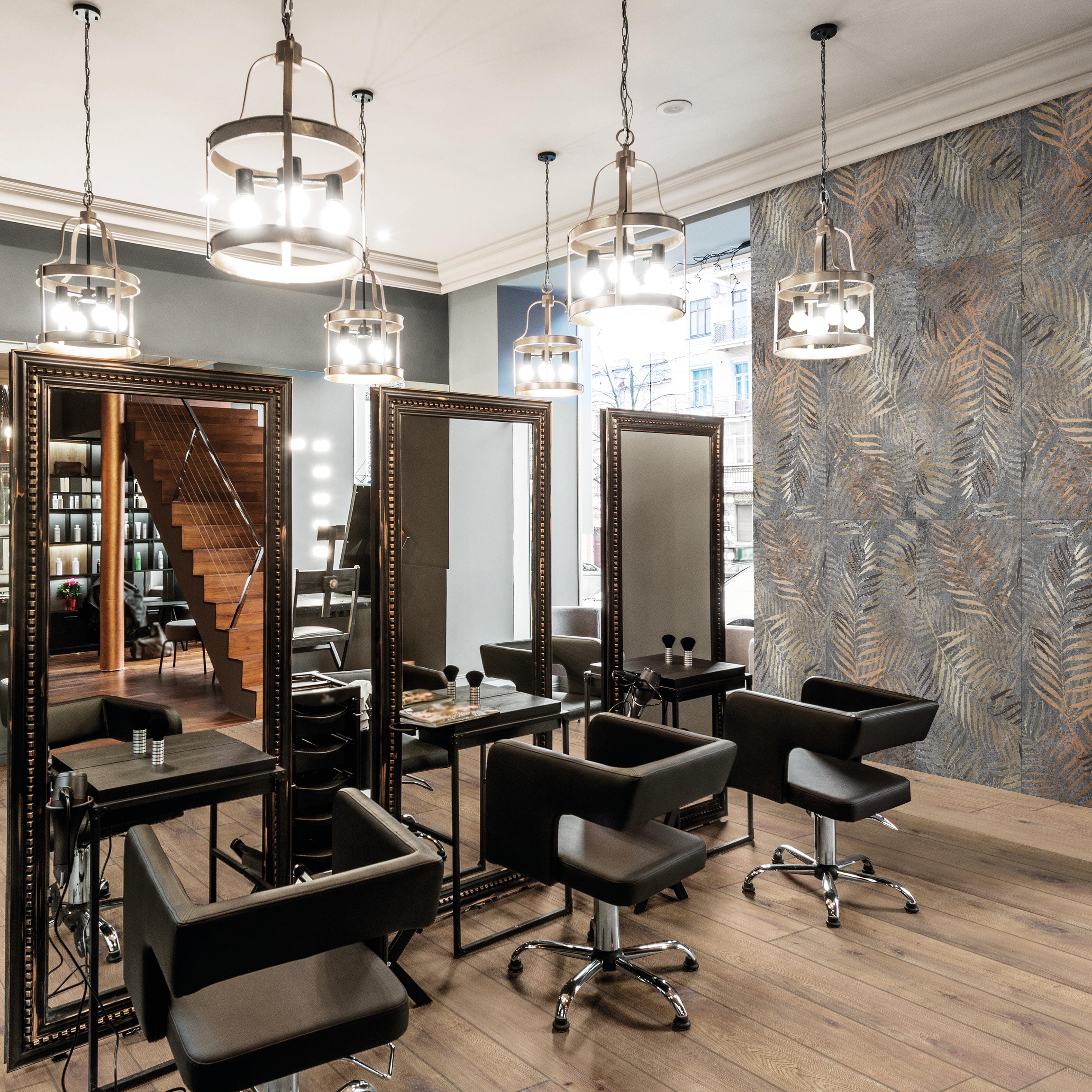 Piastrella da pavimento e rivestimento interno in gres porcellanato 60 x 120 cm rettificato smaltato oro e nero opaco Felce R9 traffico medio (pei 2/5) Sp. 9.5 mm 1.44 mq - 7