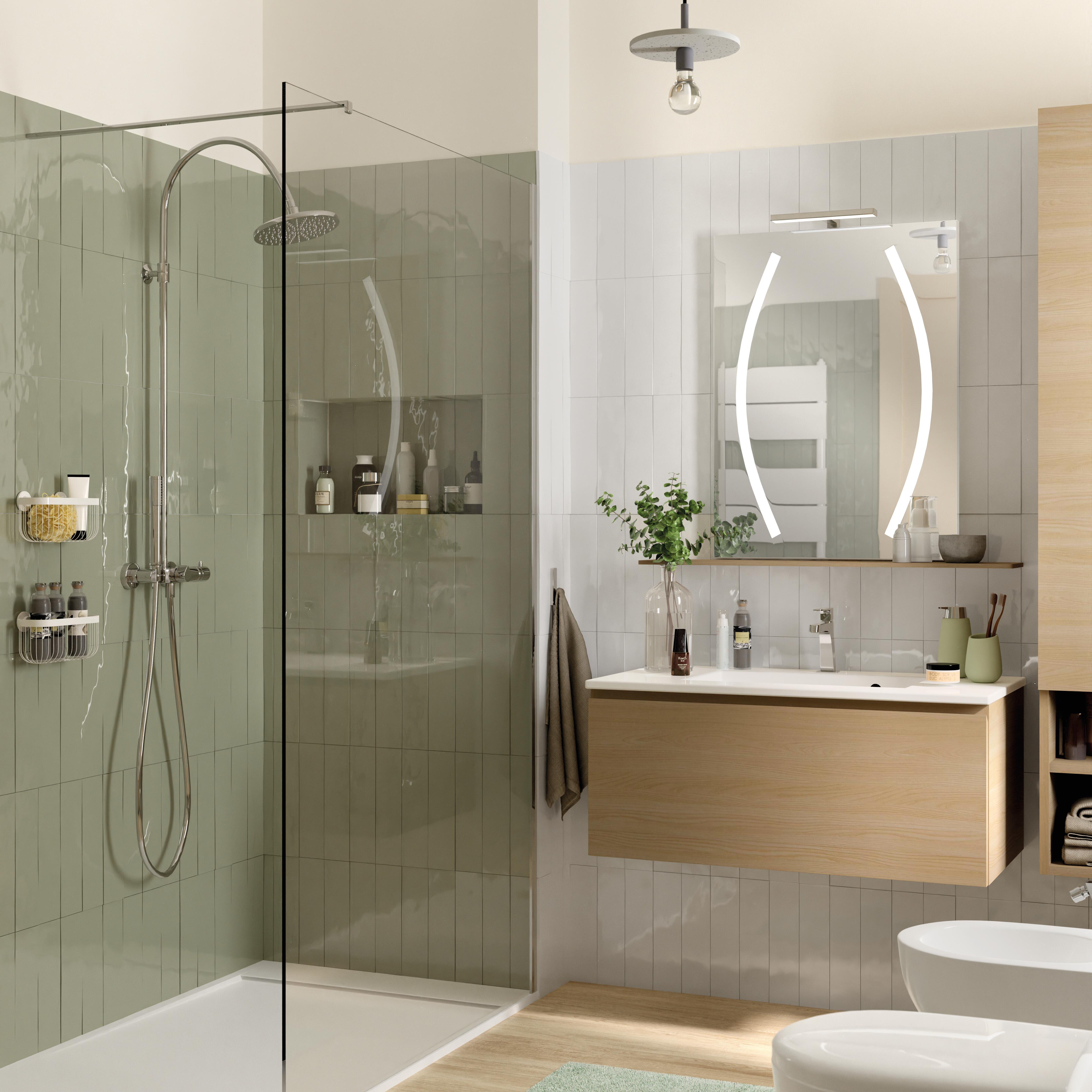 Piatto doccia SENSEA in resina Neo bianco L 80 x L 120 x H 3 cm opaco effetto pietra - 7