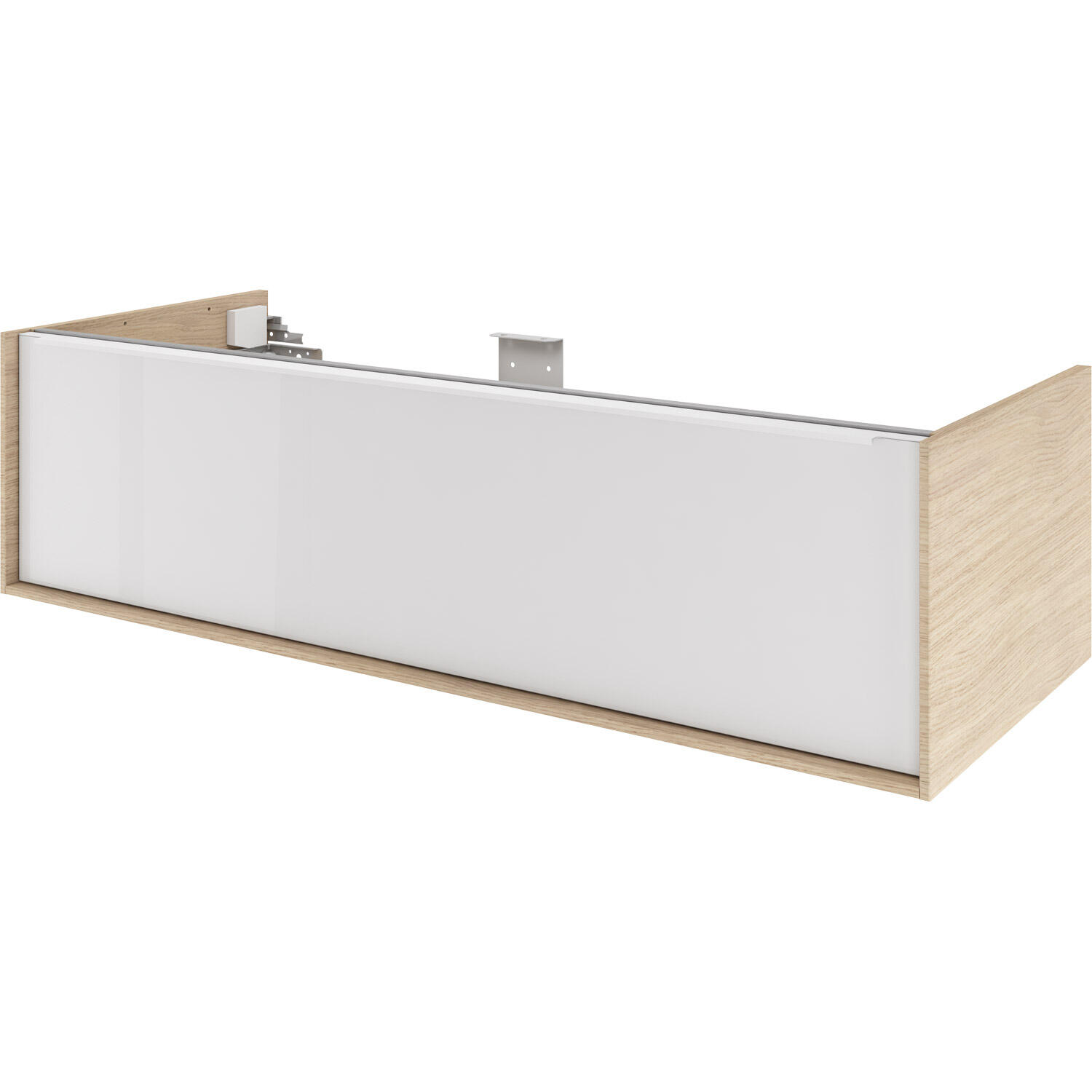 Mobile da bagno sospeso sotto lavabo L 120 x H 32 x P 48 cm betulla laccato lucido, 1 cassetto SENSEA Neo - 2