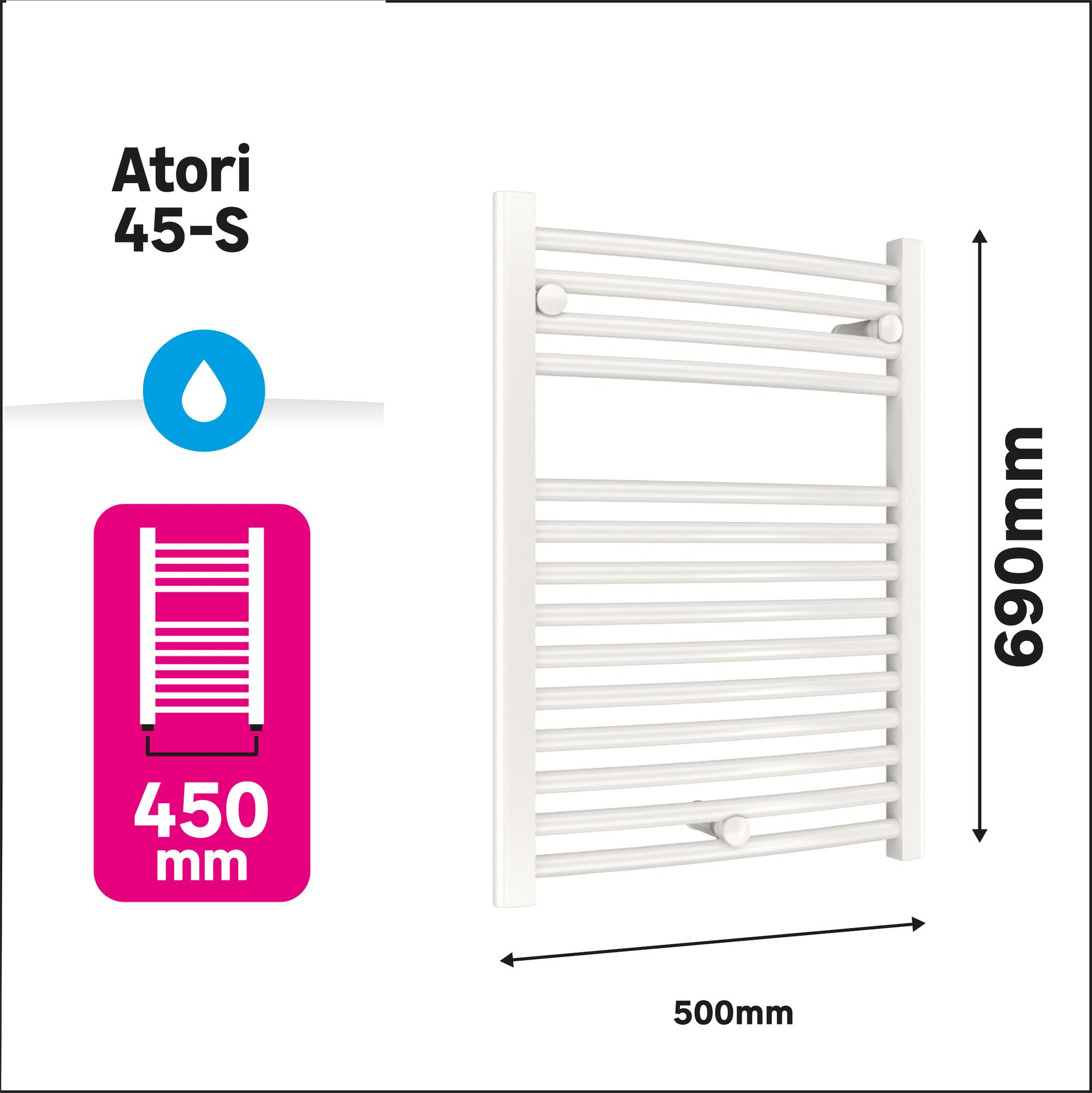 Scaldasalviette ad acqua calda EQUATION ACQUA bianco interasse 450 mm, L 50 x H 69 cm - 16