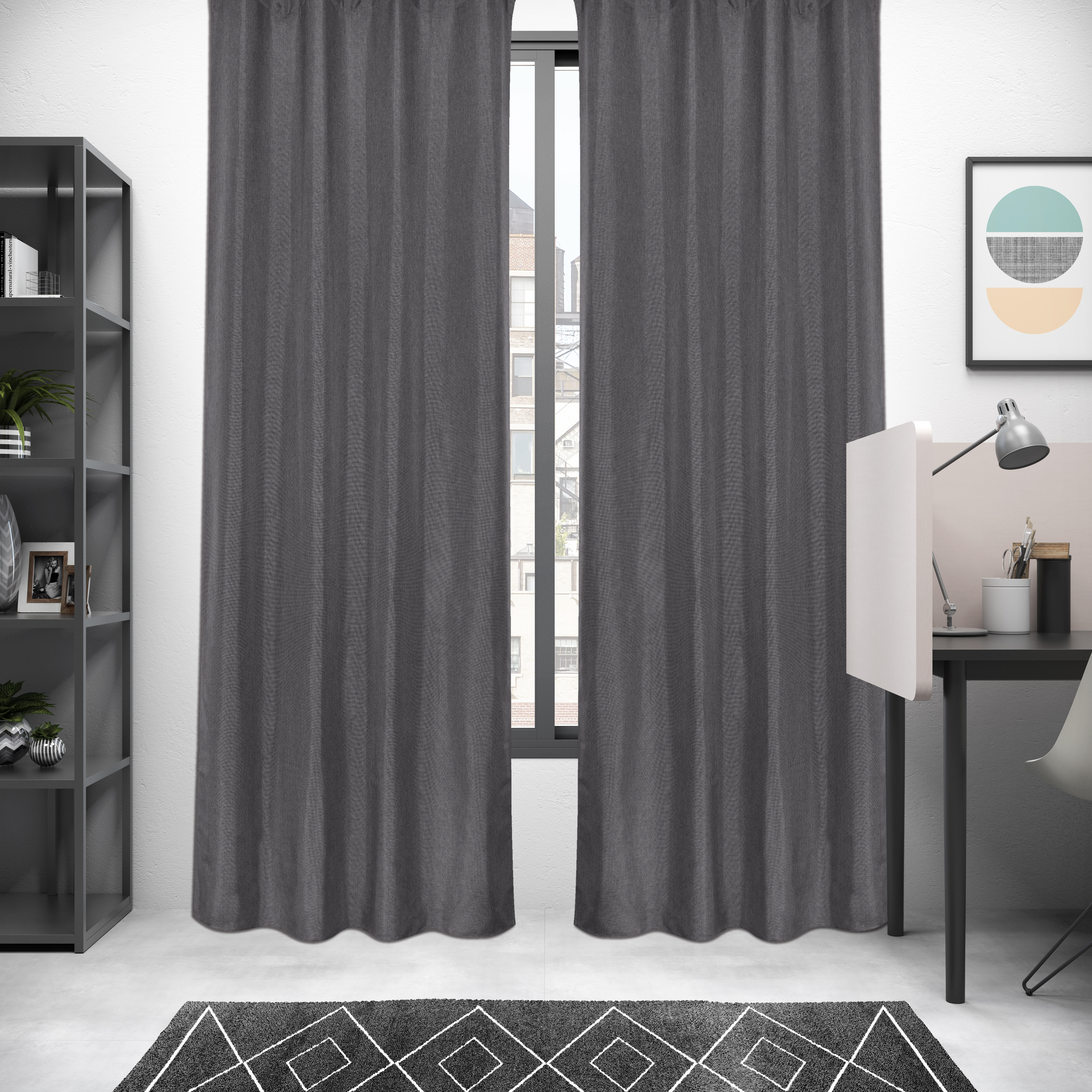 Cortinado ilhós Looks 140x280cm cinza escuro Inspire - 11