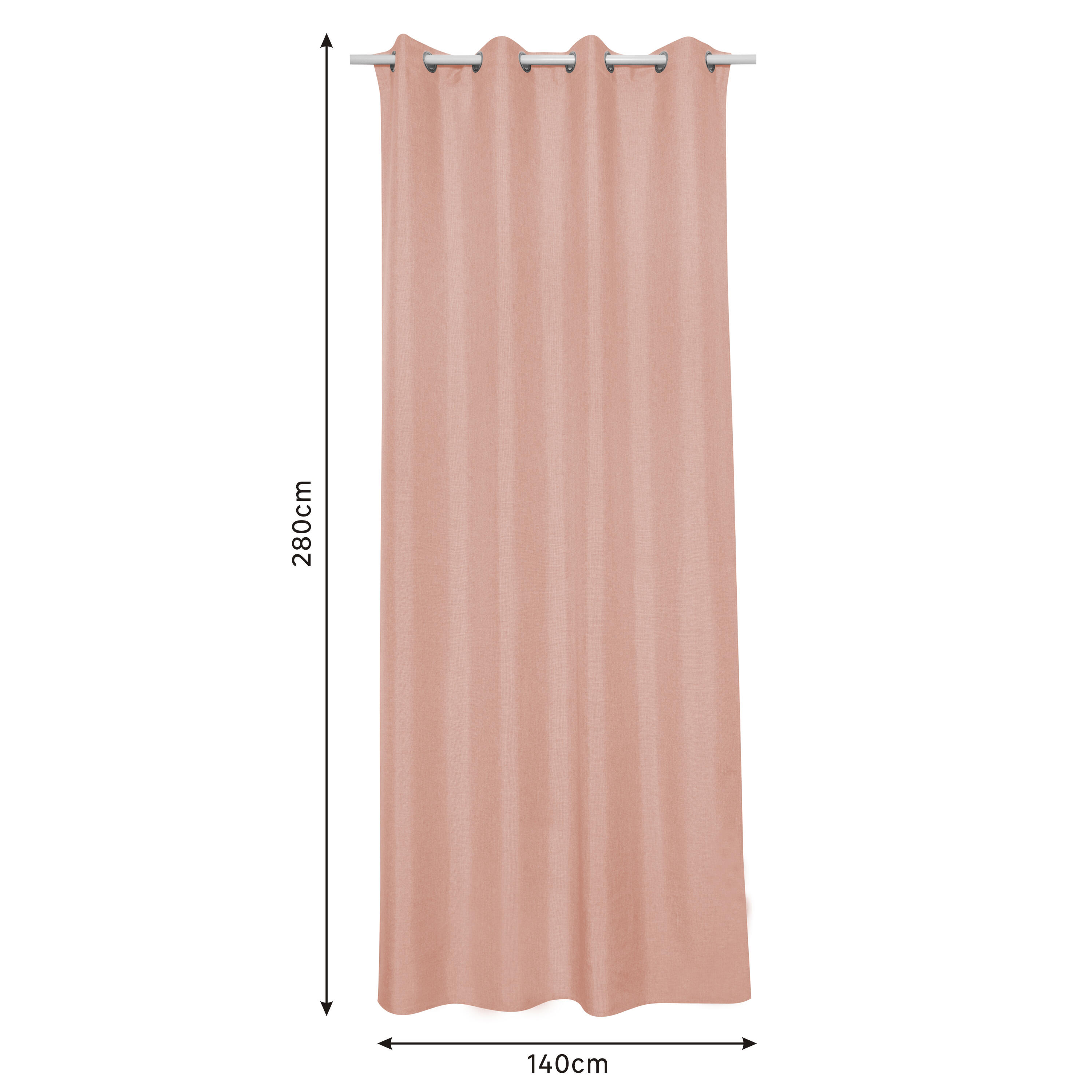 Cortina ollaos semi-opaca Looks poliéster tejido hilo bicolor de 140x280cm liso rosa havana. Incluye cinta termoadhesiva - 2