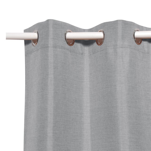 Cortina ollaos Looks poliéster tejido hilo bicolor de 140x280cm INSPIRE liso gris granito. Incluye cinta termoadhesiva