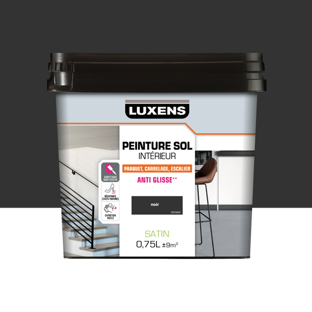 Peinture sol, carrelage / parquet / laminé Intérieur LUXENS, noir satiné, 0.75 l
