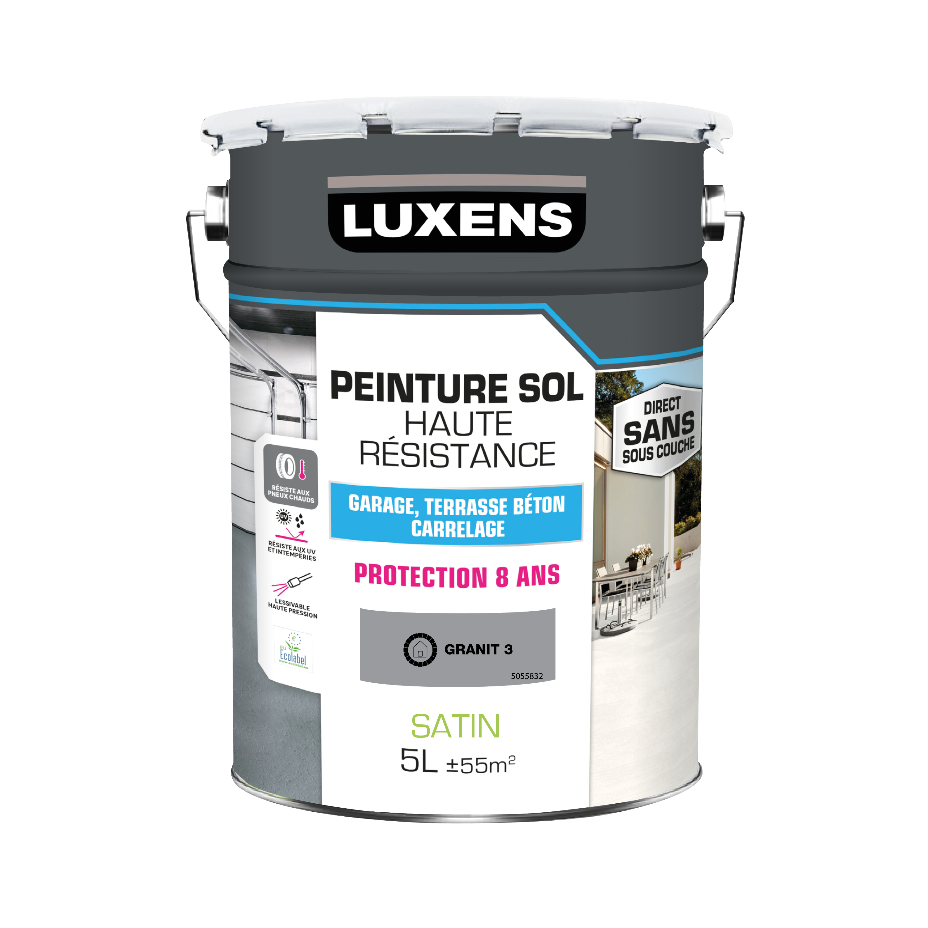 Peinture sol, carrelage / parquet / laminé Intérieur LUXENS, granit 3 satiné, 0.