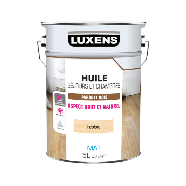 Huile bois intérieur parquet LUXENS, incolore Parquet séjour et chambre mat, 5l