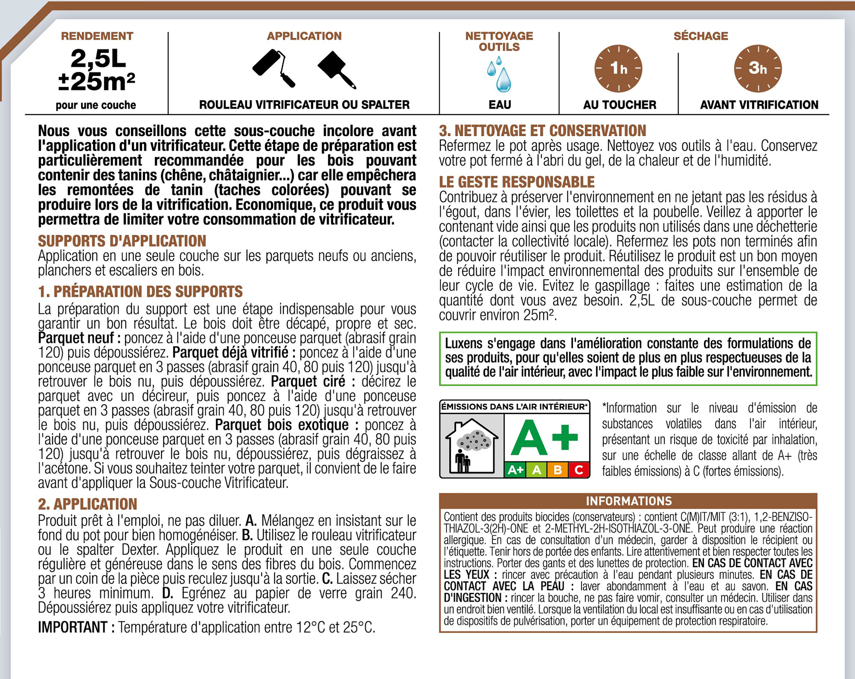Sous-couche parquet bois Vitrificateur LUXENS incolore 2.5 L - 3