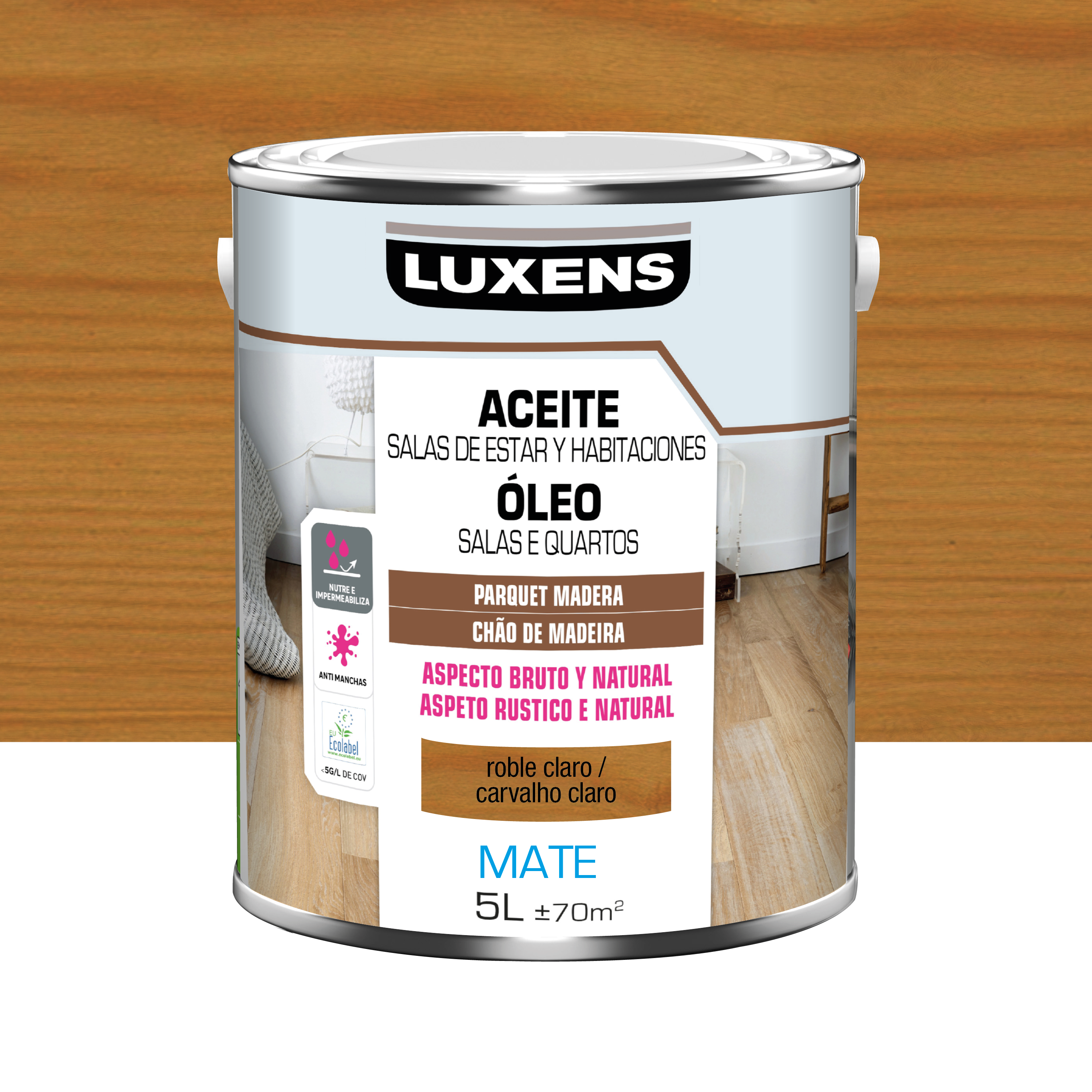 Aceite al agua parquet luxens 5l roble claro