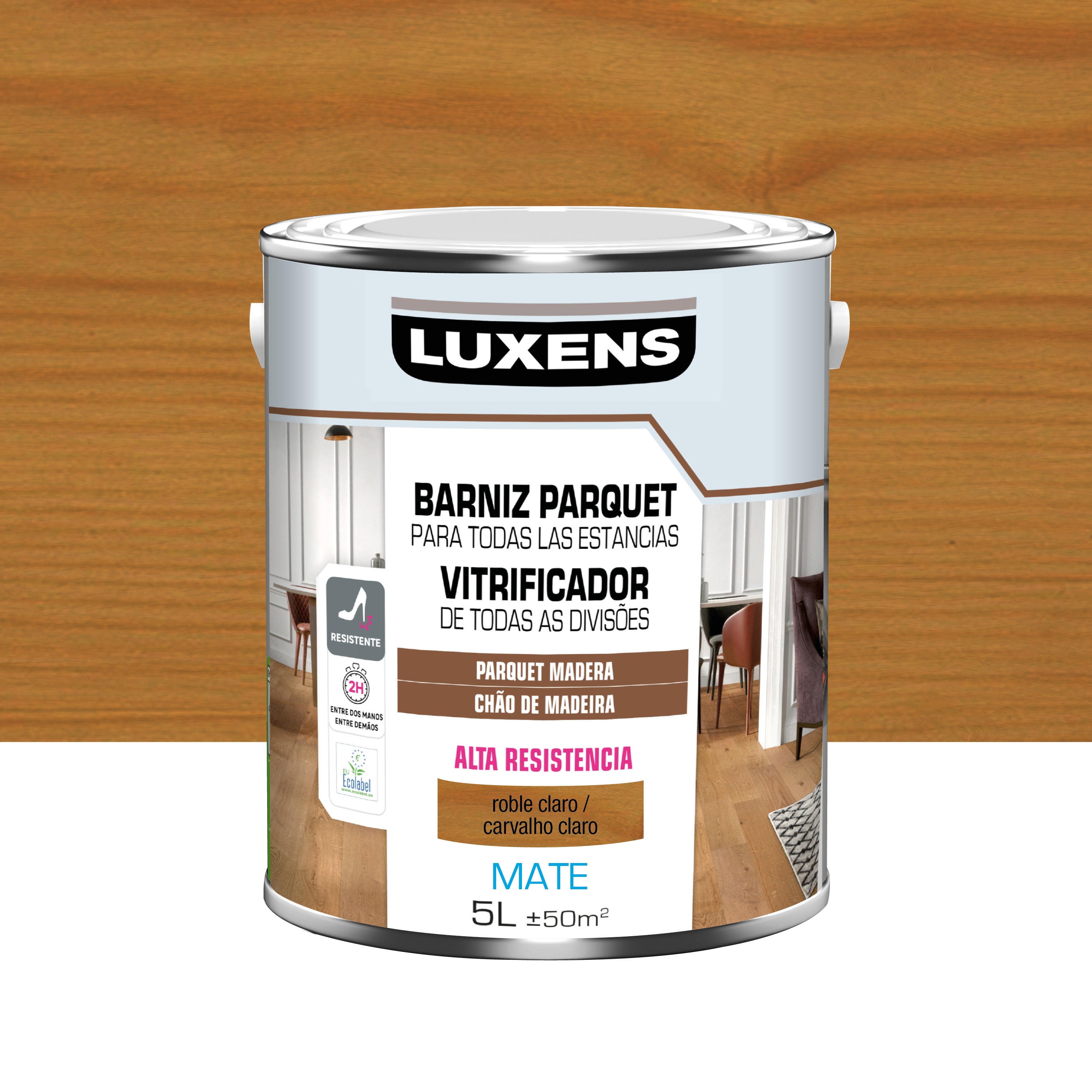 Barniz al agua parquet mate luxens 5l roble claro