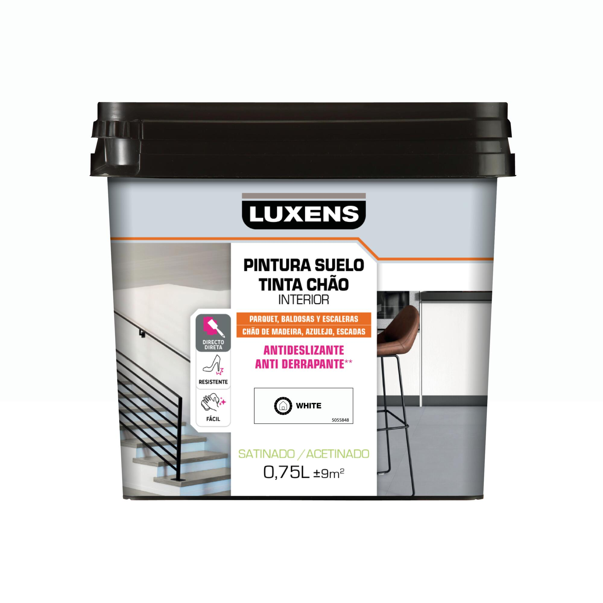 Pintura al agua suelo interior satinado luxens 750ml white