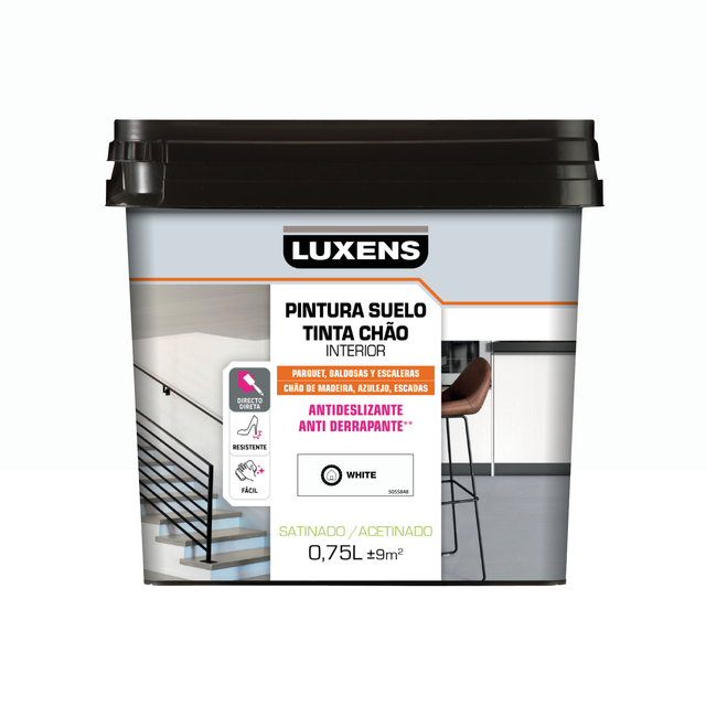 Pintura al agua suelo interior satinado LUXENS 750ml white