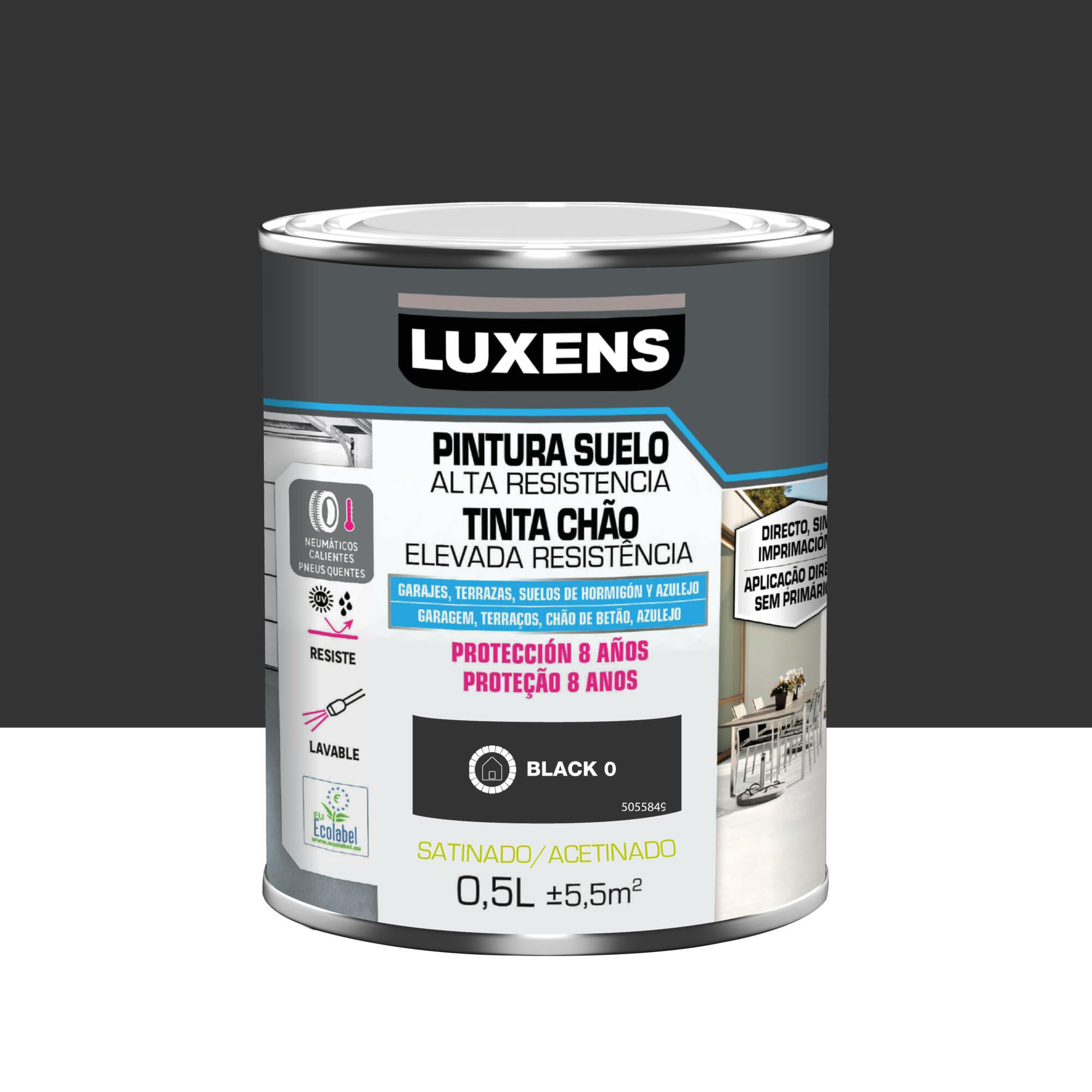 Pintura para suelos tráfico intenso satinado luxens 500ml negro