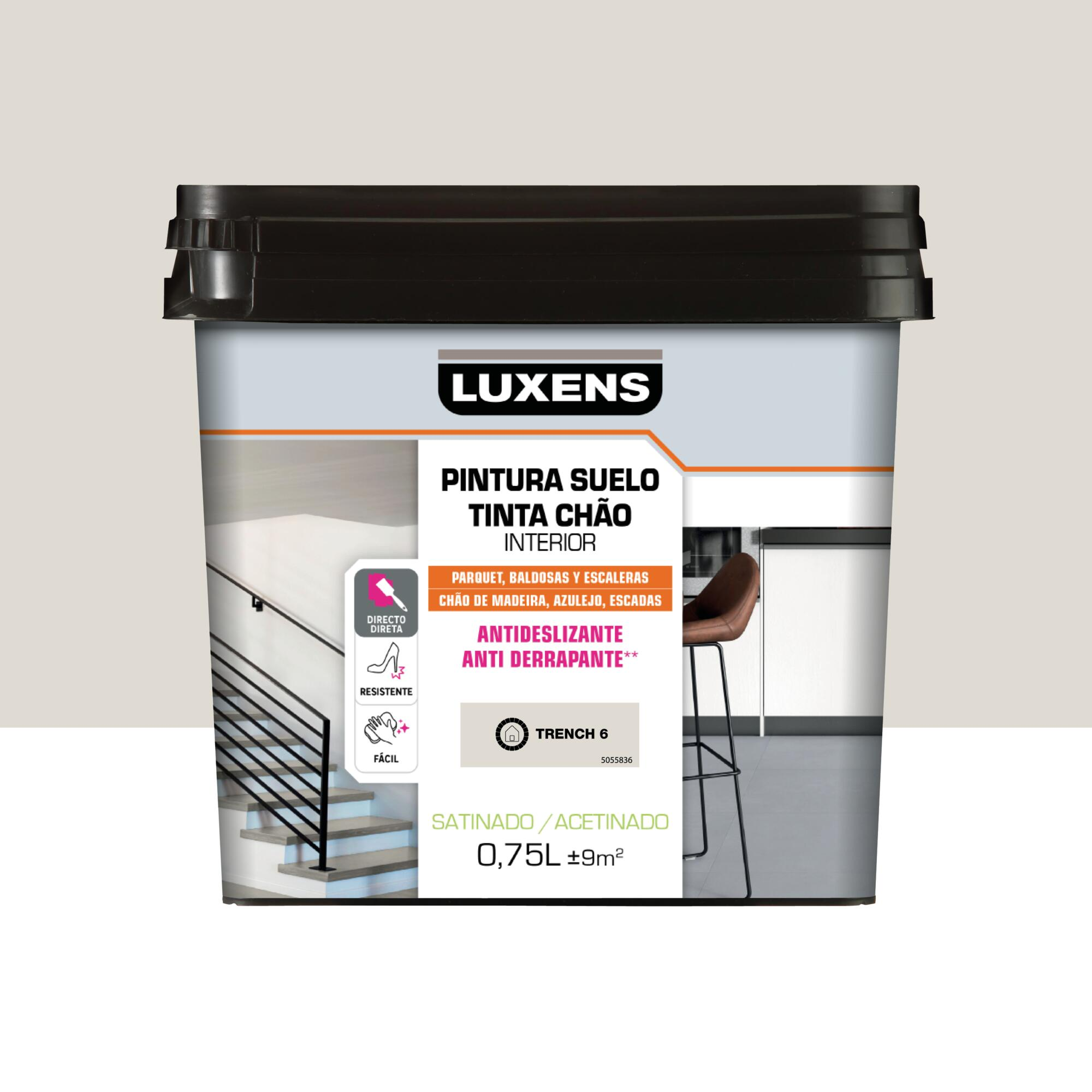Pintura al agua suelo interior satinado luxens 750ml trench6
