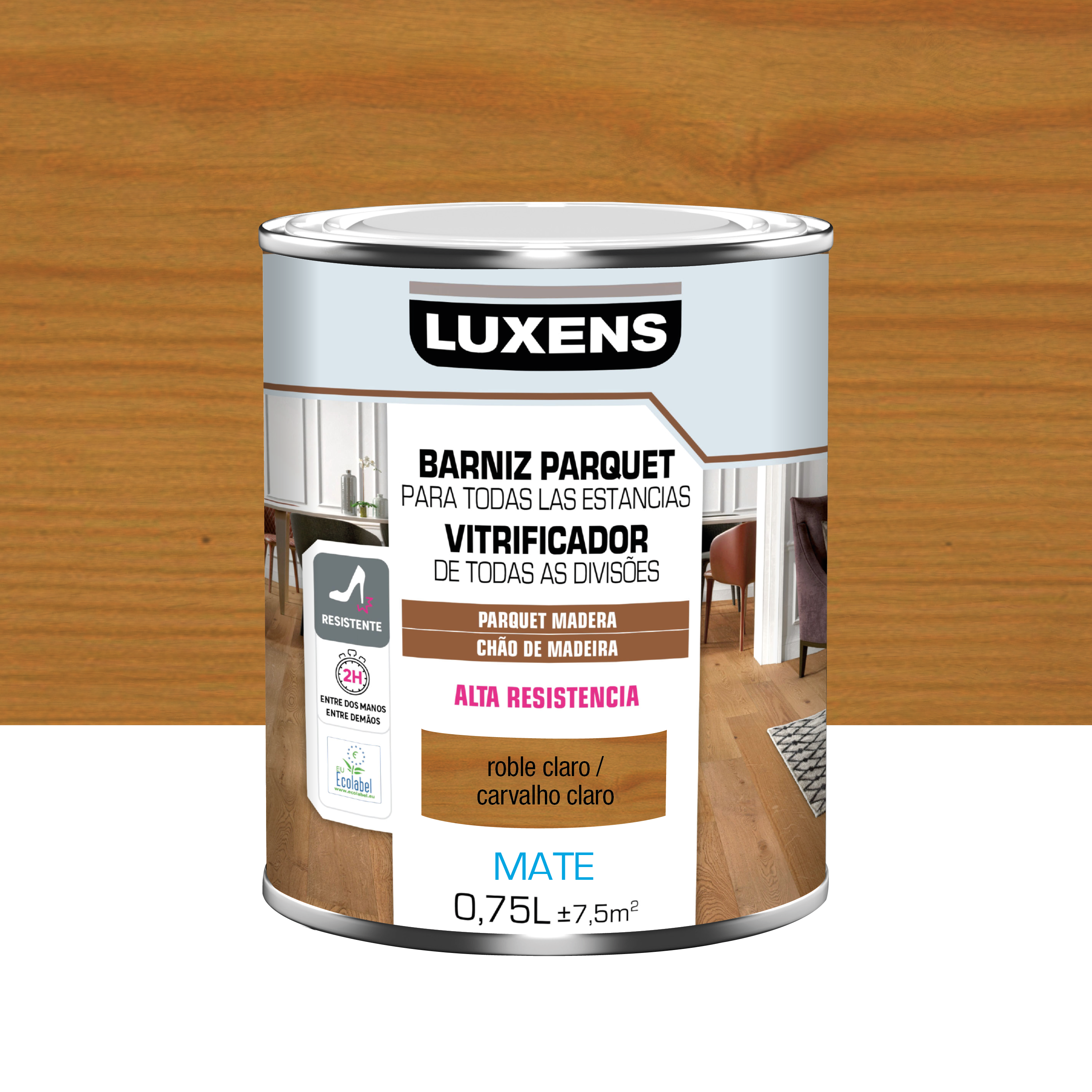 Barniz al agua parquet mate luxens 750ml roble claro