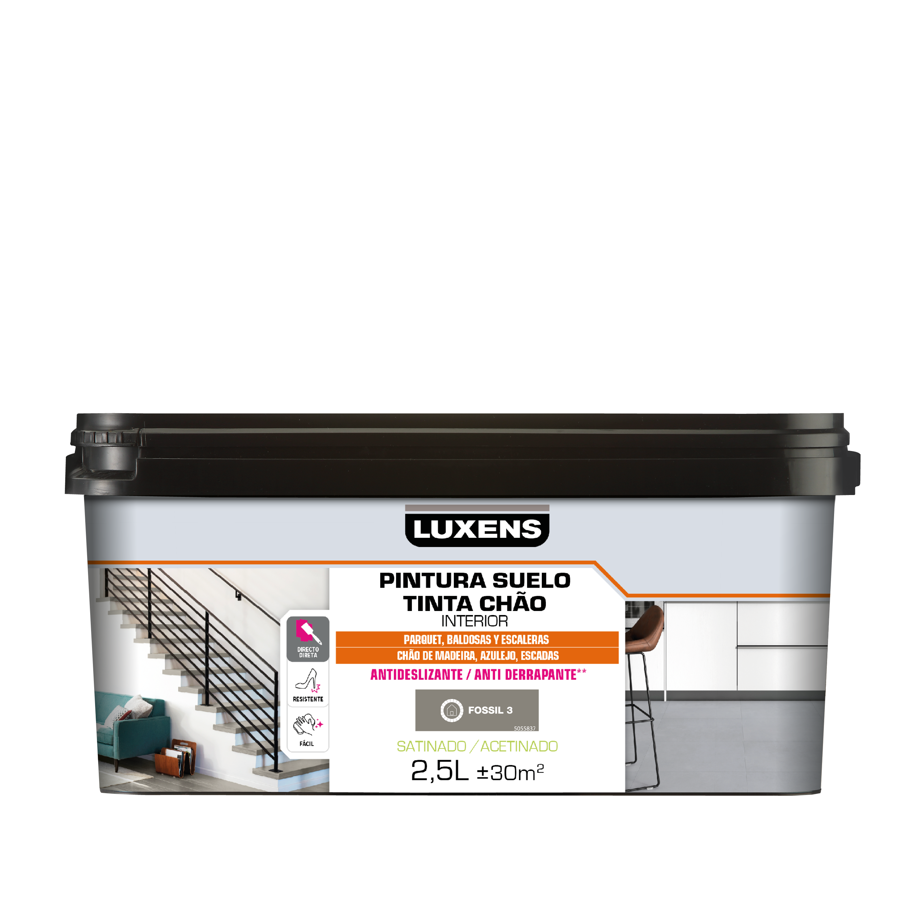Pintura al agua suelo interior satinado LUXENS 2.5l fossil3 - 2