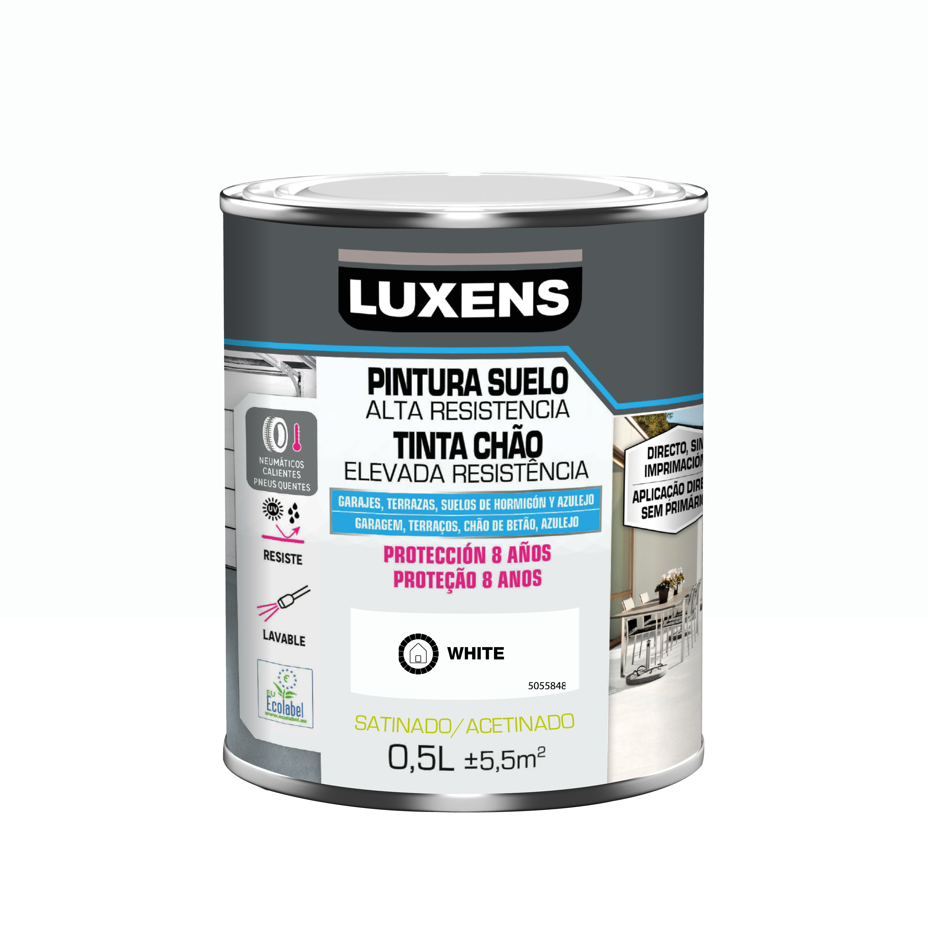Pintura para suelos tráfico intenso satinado luxens 500ml blanco