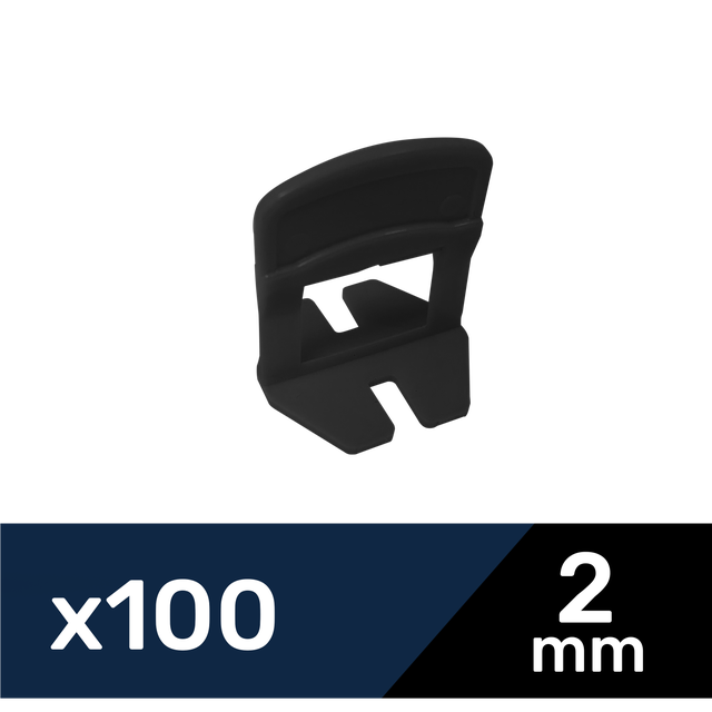 Sistema livellante per piastrelle in polipropilene a Dritto Sp 2 mm nero, confezione da 100 pezzi