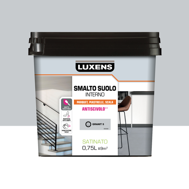 Smalto per pavimenti interni base acqua LUXENS grigio granito 5 satinato 0.75 L