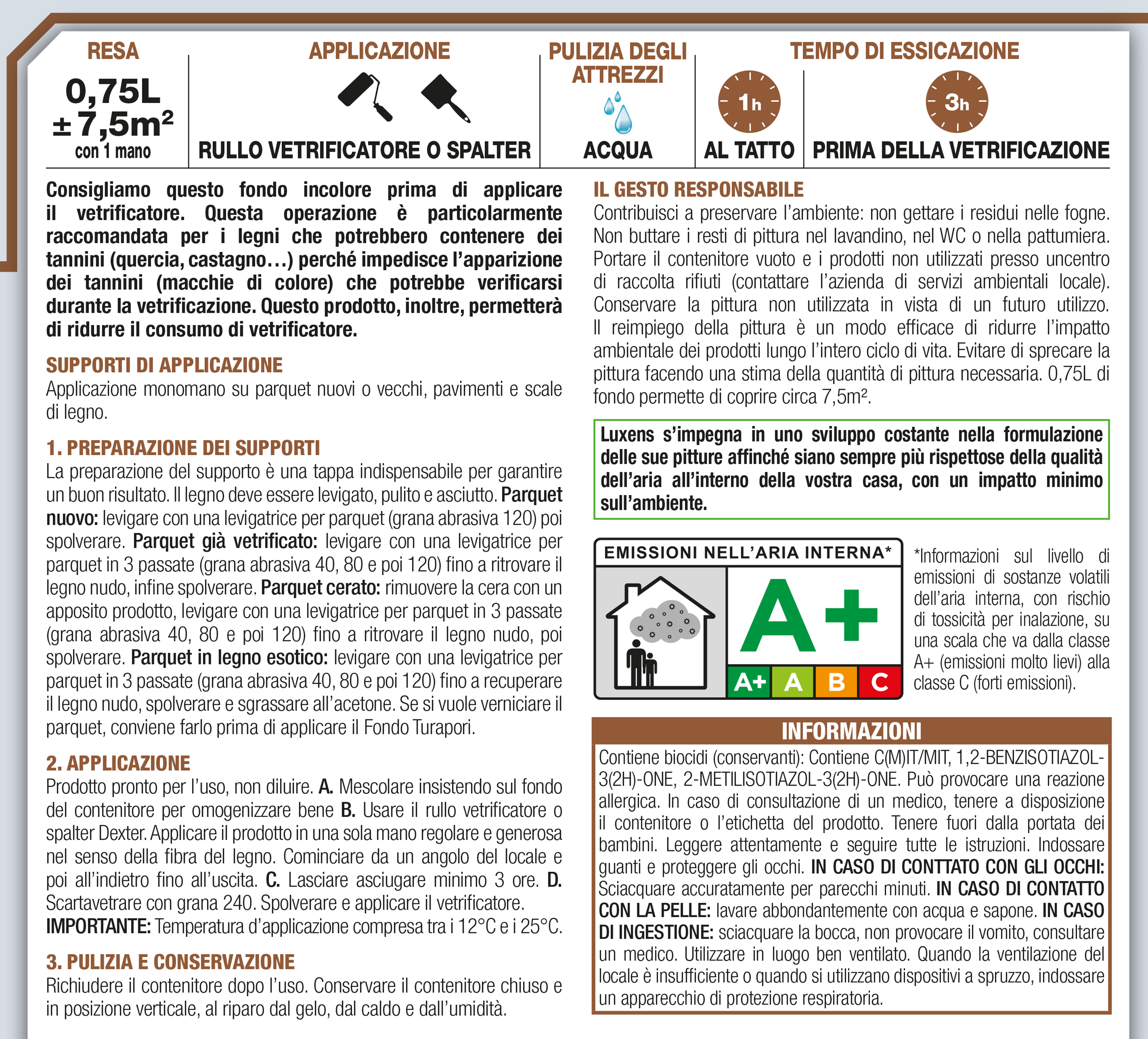 Primer LUXENS Fondo Turapori Incolore 0,75 L per legno - 4