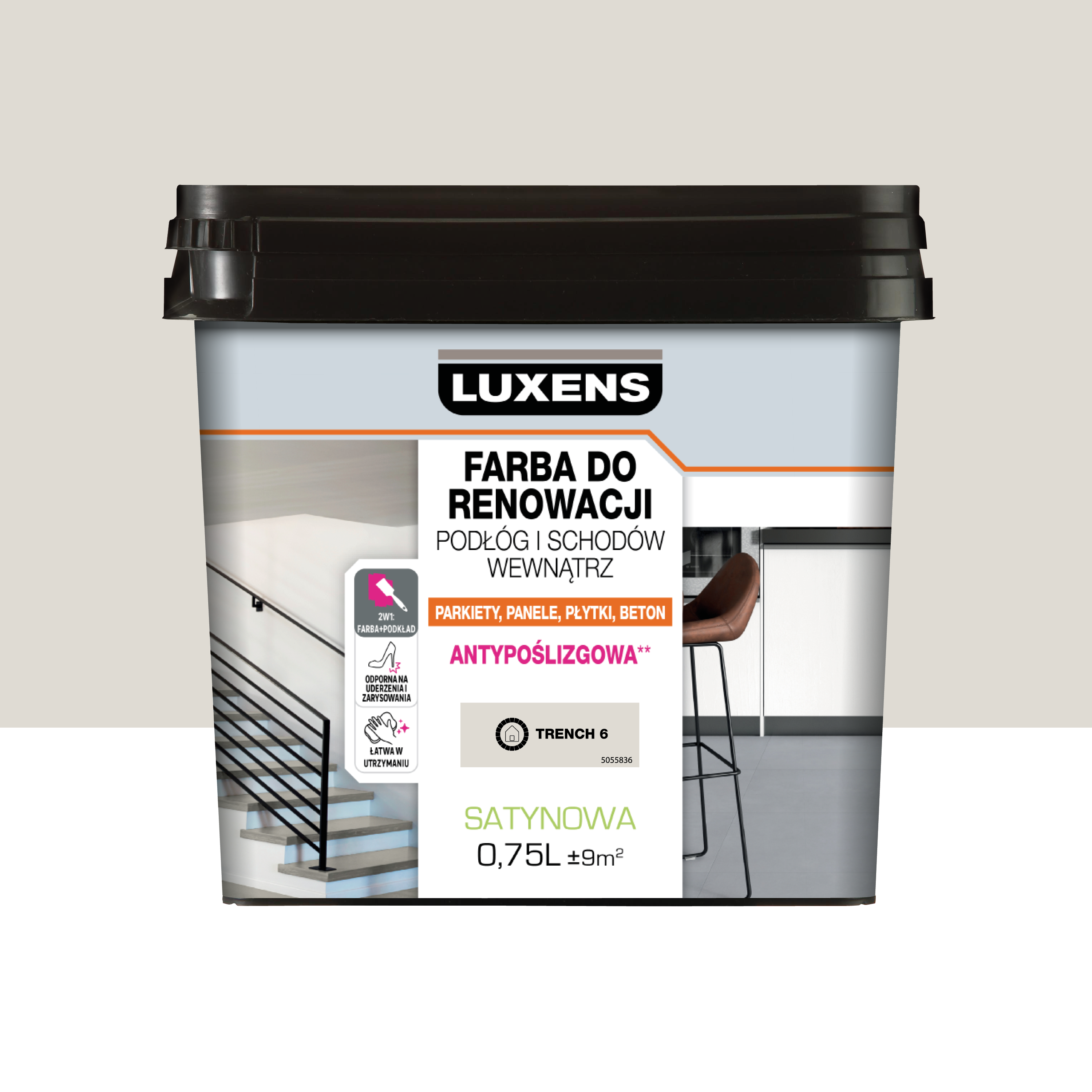 Farba do podłóg renowacyjna 0.75 l Trench 6 satyna Luxens