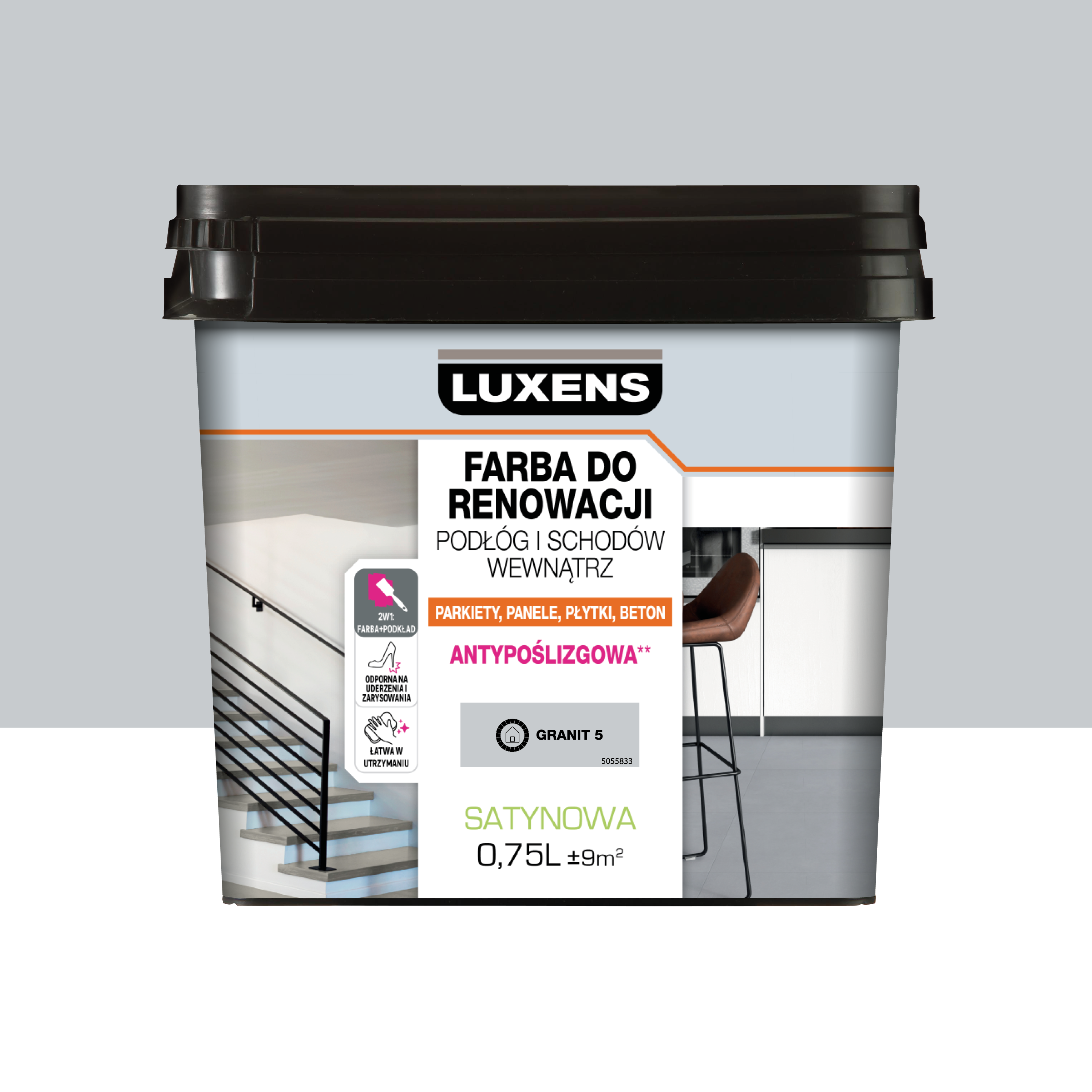 Farba do podłóg renowacyjna 0.75 l Granit 5 satyna Luxens