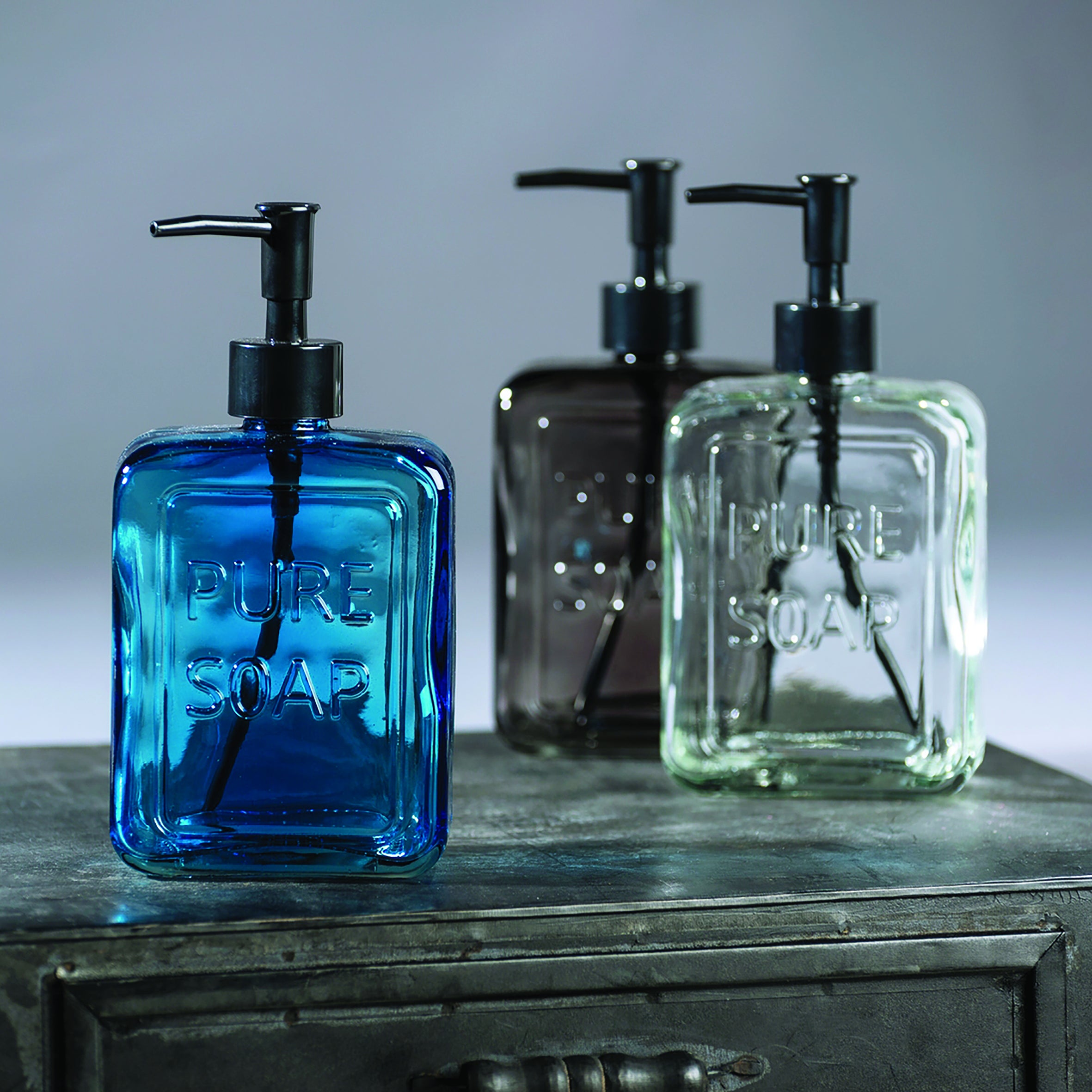 Dispenser sapone per cucina/bagno Pure blu trasparente in cristallo 0.55 l - 3