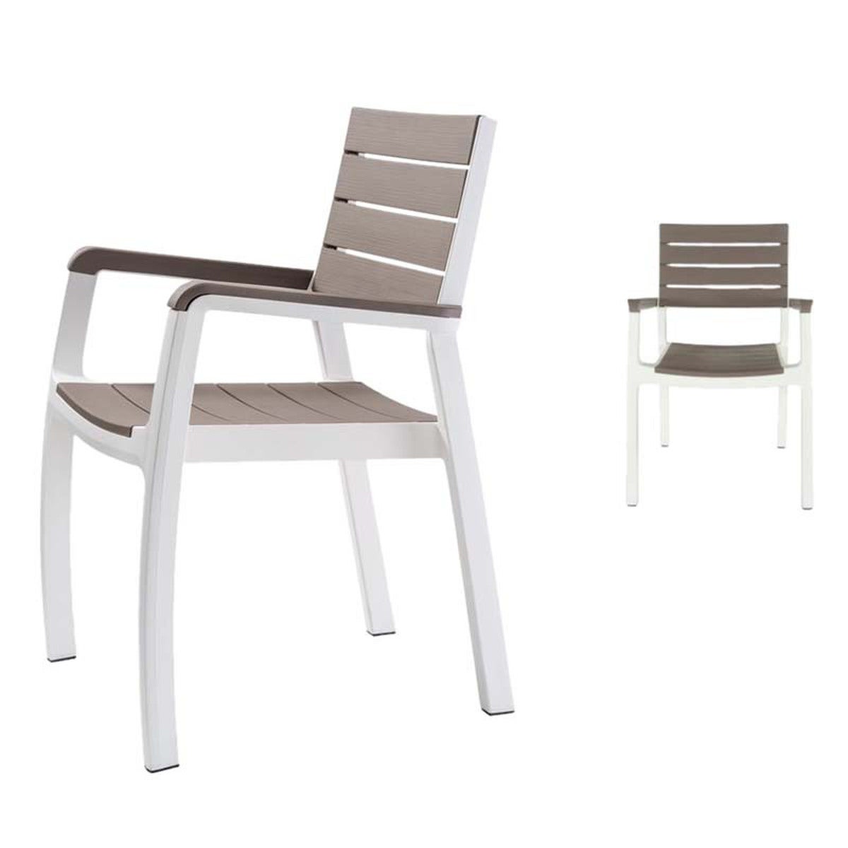 Sedia da giardino con braccioli Harmony KETER, struttura e seduta in polipropilene beige - 7