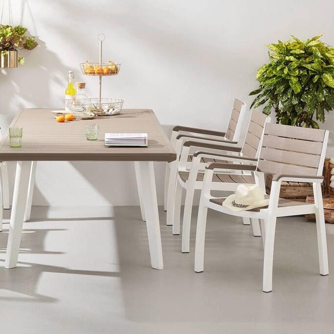 Sedia da giardino con braccioli Harmony KETER, struttura e seduta in polipropilene beige - 4