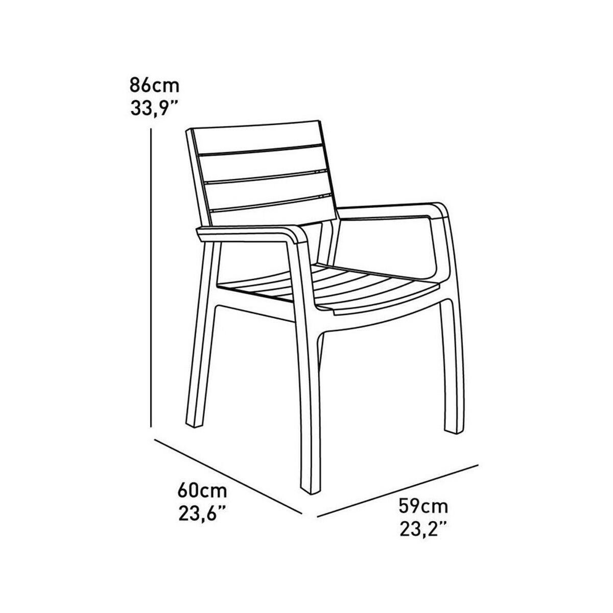 Sedia da giardino con braccioli Harmony KETER, struttura e seduta in polipropilene grigio - 6