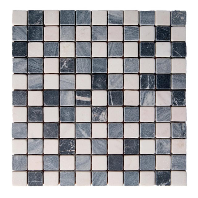 Mosaico in pietra Miscela Grigia grigio e bianco opaco L 30 x L 29.2cm x Sp. 8 mm