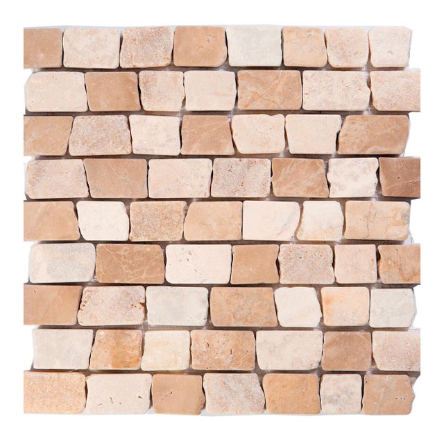 Piastrella Mosaico in pietra Brick Mix Beige beige opaco L 30 x L 30cm x Sp. 10 mm