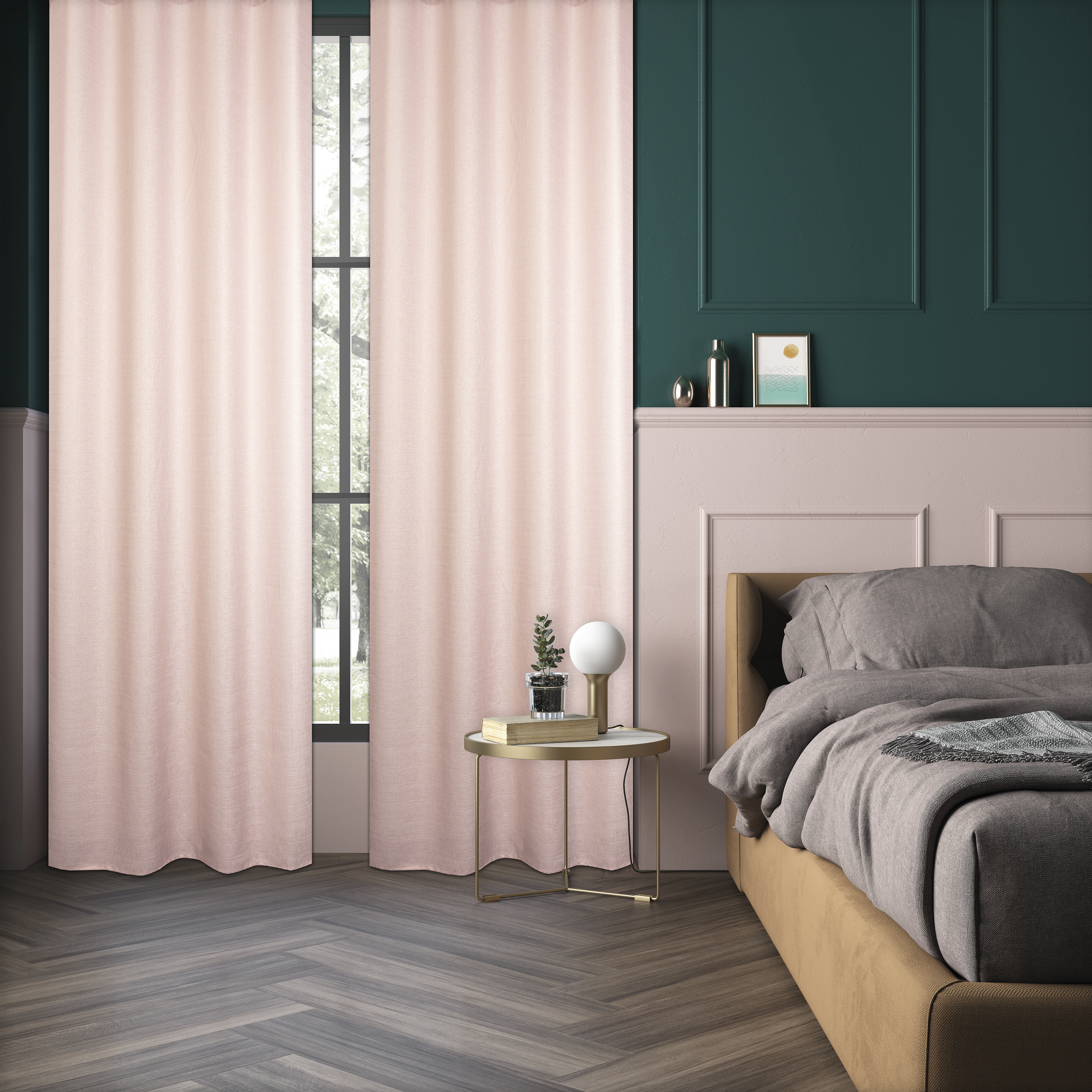 Cortina  ollaos Dario  INSPIRE liso rosa de 135x260cm - 3