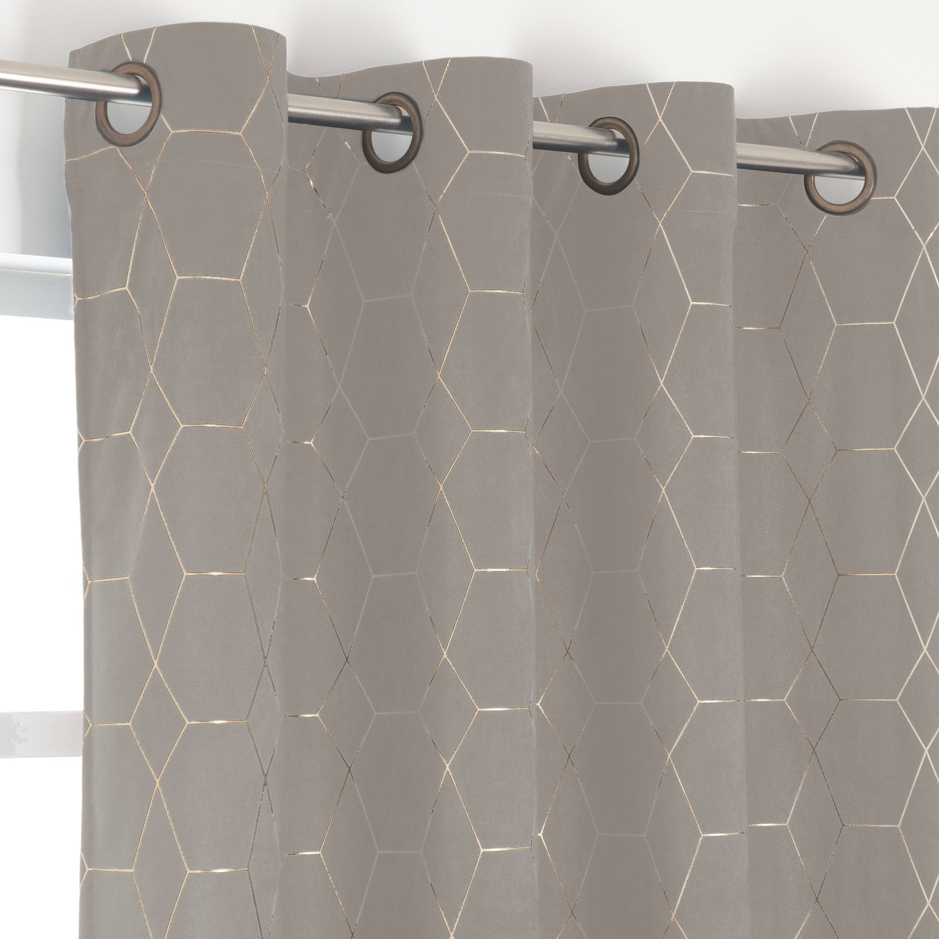 Cortina ollaos calen poliéster pana liso marrón topo inspire de 140x260cm