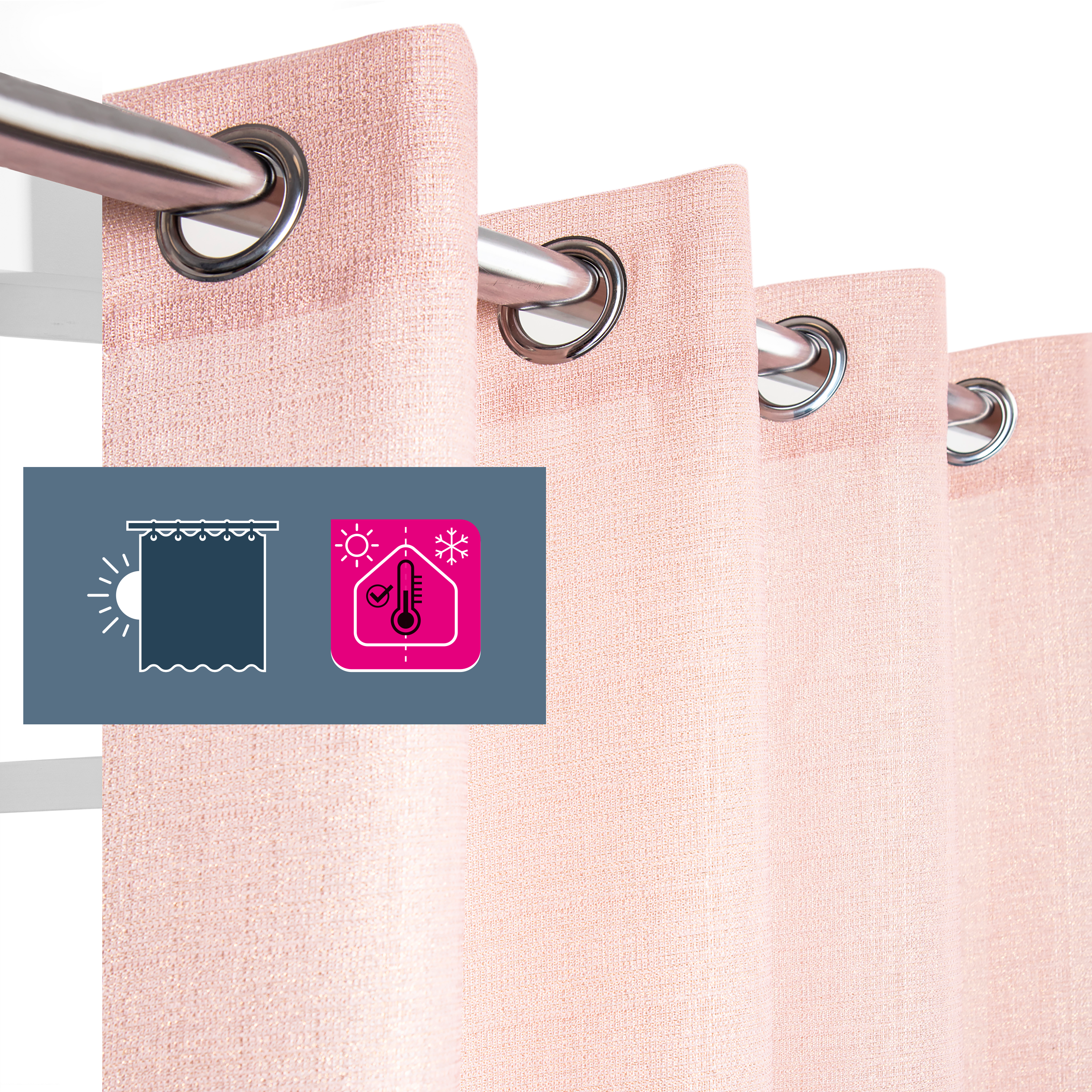 Cortina  ollaos Dario  INSPIRE liso rosa de 135x260cm - 5