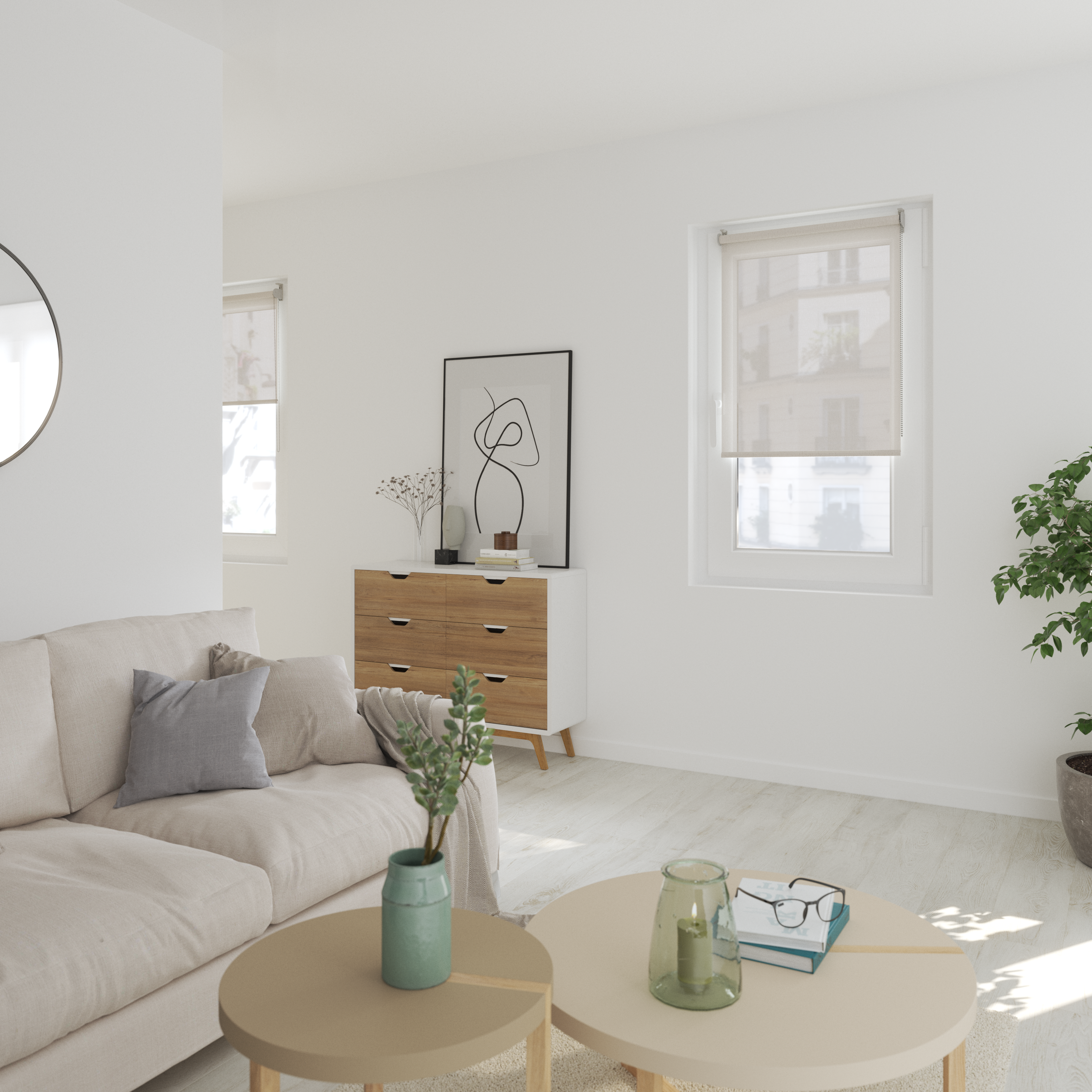 Estor enrollable screen 10% térmico Brasilia de 105x250 PVC liso blanco / lino INSPIRE con cadena - 7