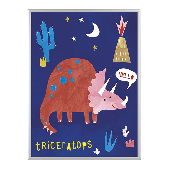 Stampa incorniciata Terrific triceratops bianco 18.7 x 24.7 cm