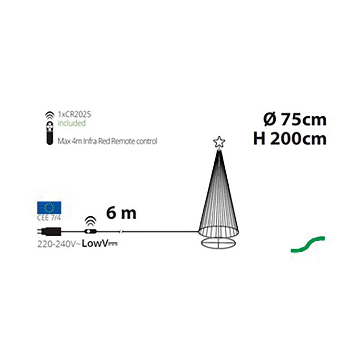 Albero luminoso Conic 1254 lampadine led bianco caldo L 1.2 m x H 200 cm - 8