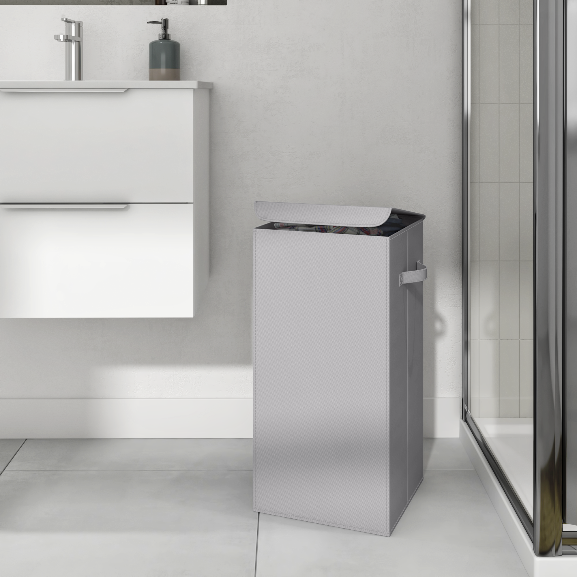 Cesto de ropa sucia con tapa Textile de plástico gris 60 L - 6