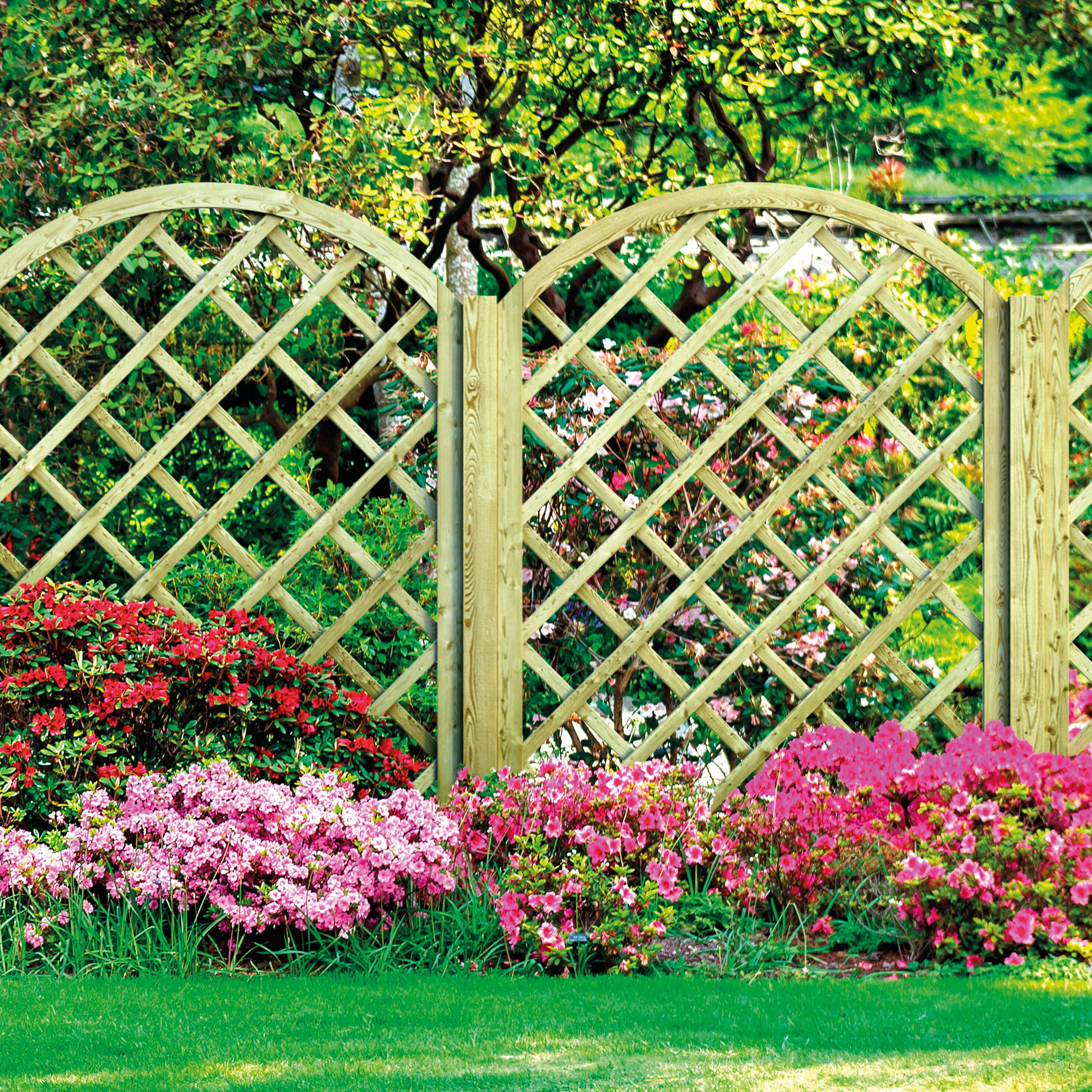 Traliccio grigliato fisso Diago arco maglia 120x120 mm in legno naturale L 90 X H 120 cm, Sp 32 mm - 2