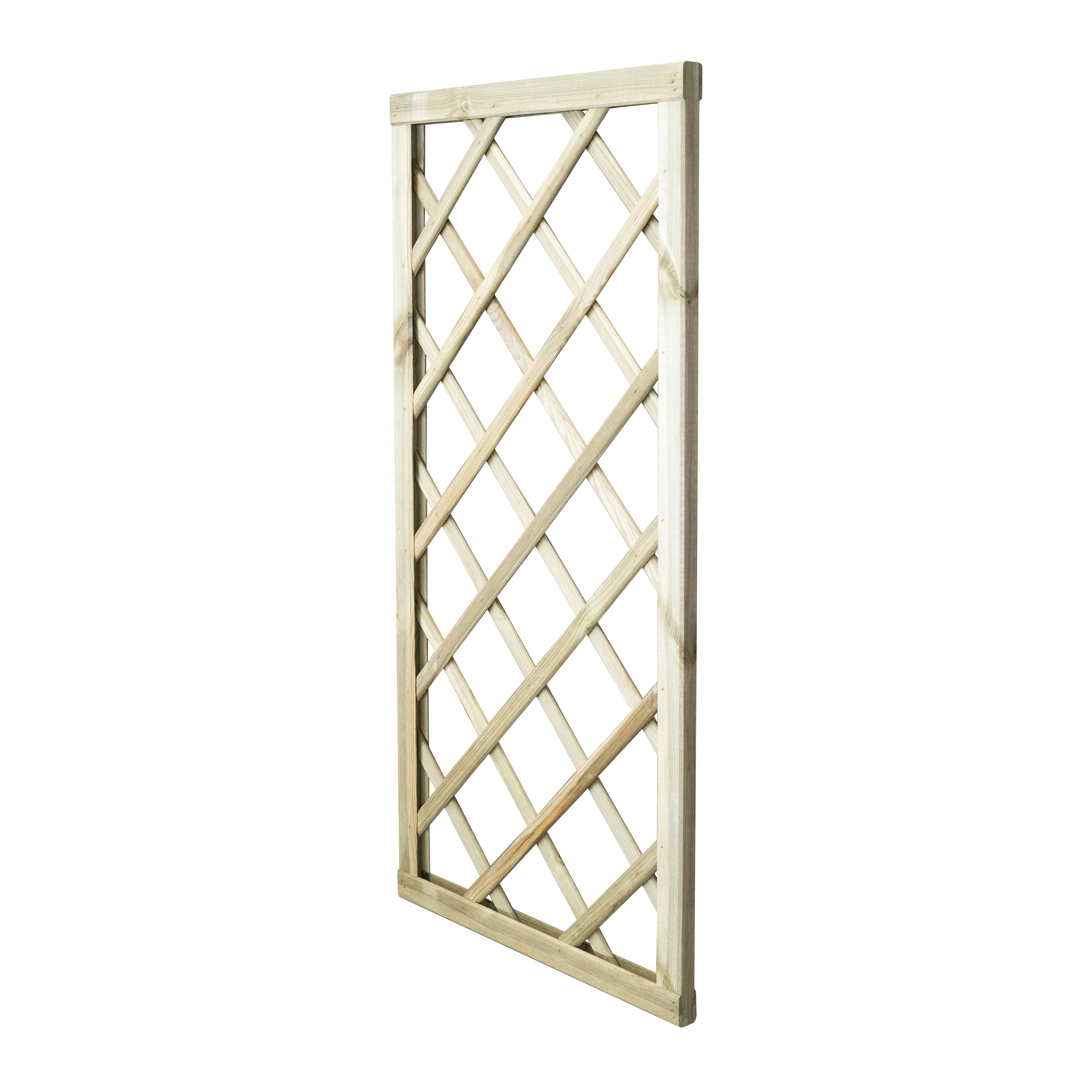 Traliccio grigliato fisso in legno naturale L 60 X H 120 cm, Sp 32 mm Diago maglia 120x120 mm - 3