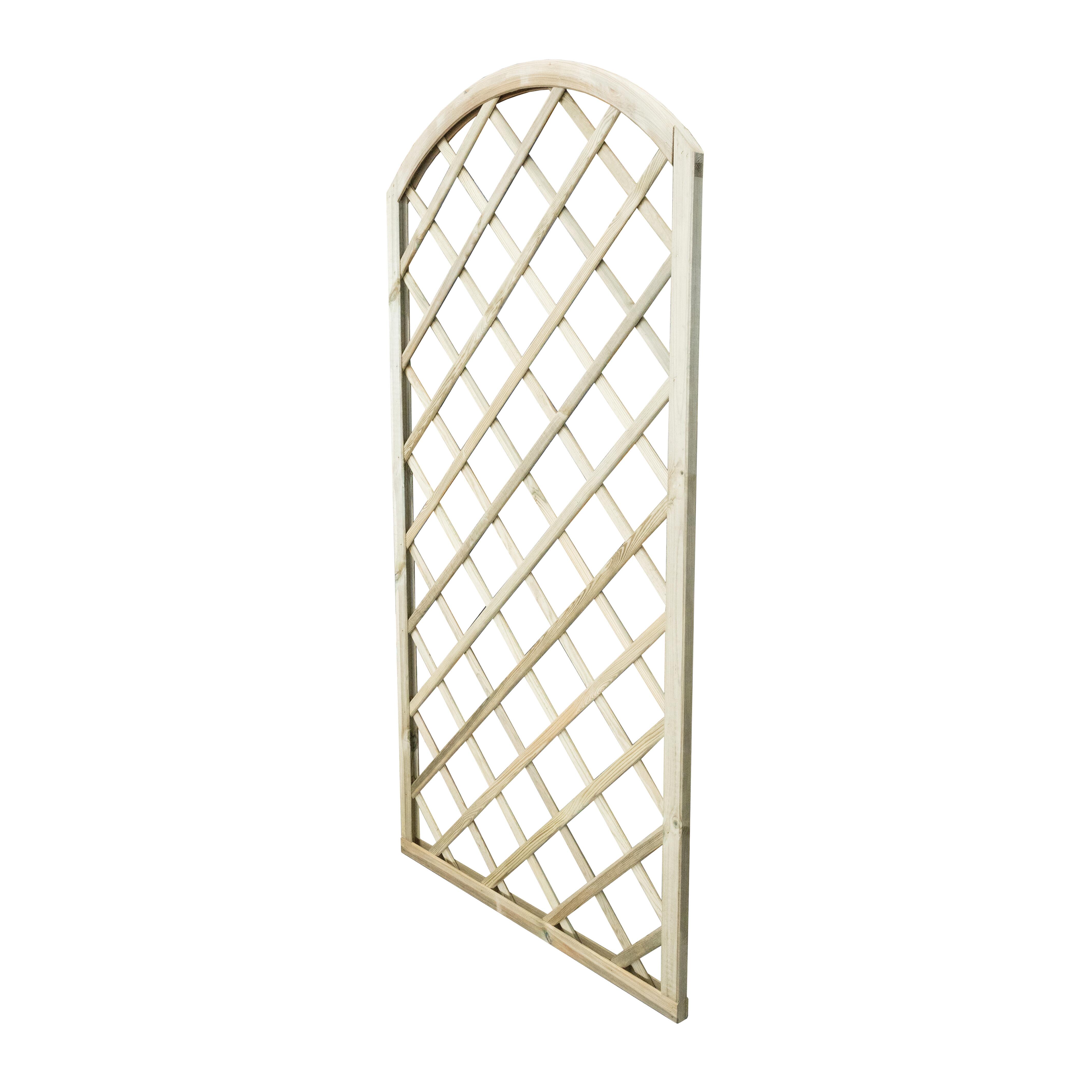 Traliccio grigliato fisso in legno naturale L 90 X H 180 cm, Sp 32 mm ad arco Diago maglia 120x120 mm - 2